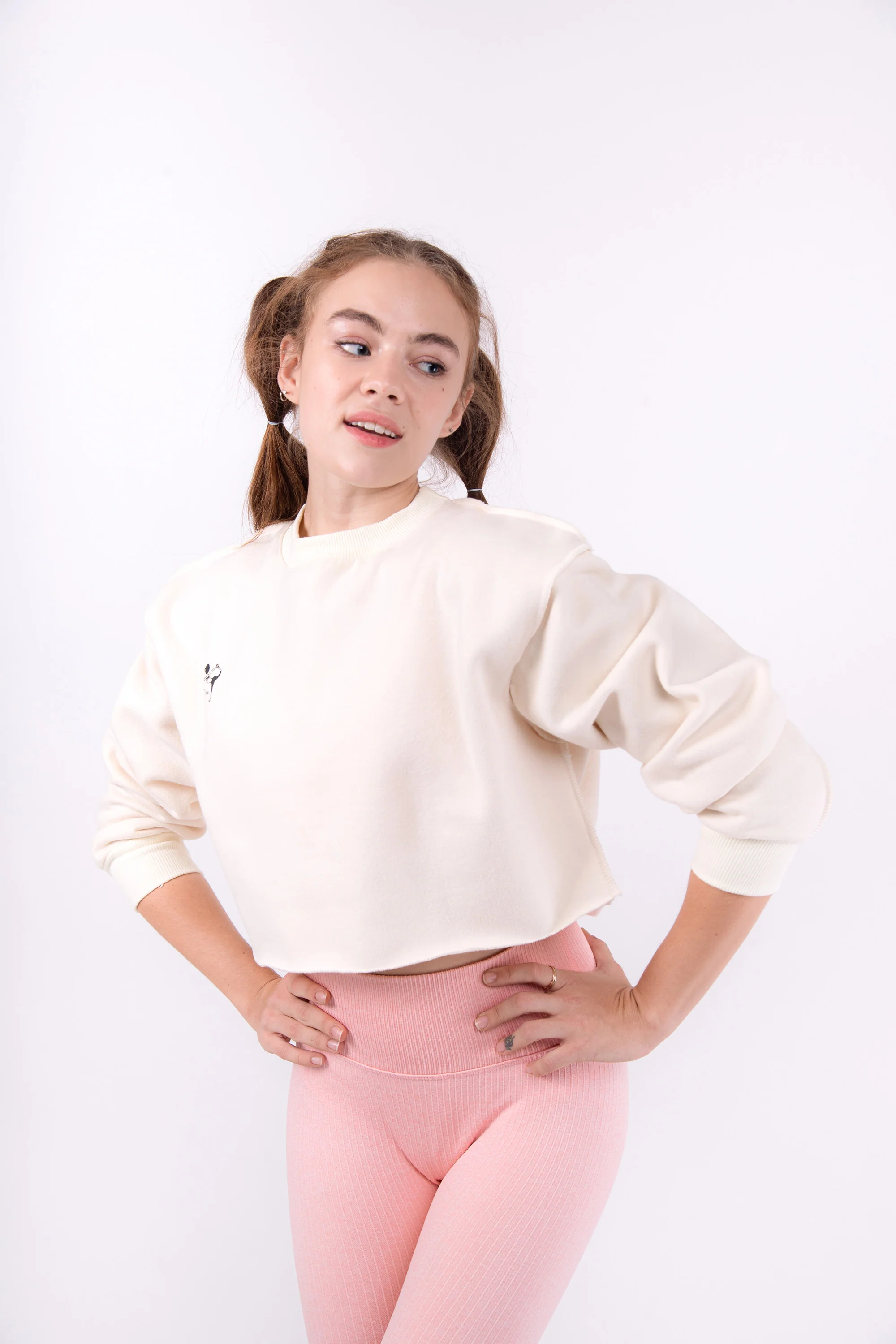 Beige Flexi Sweat Crop