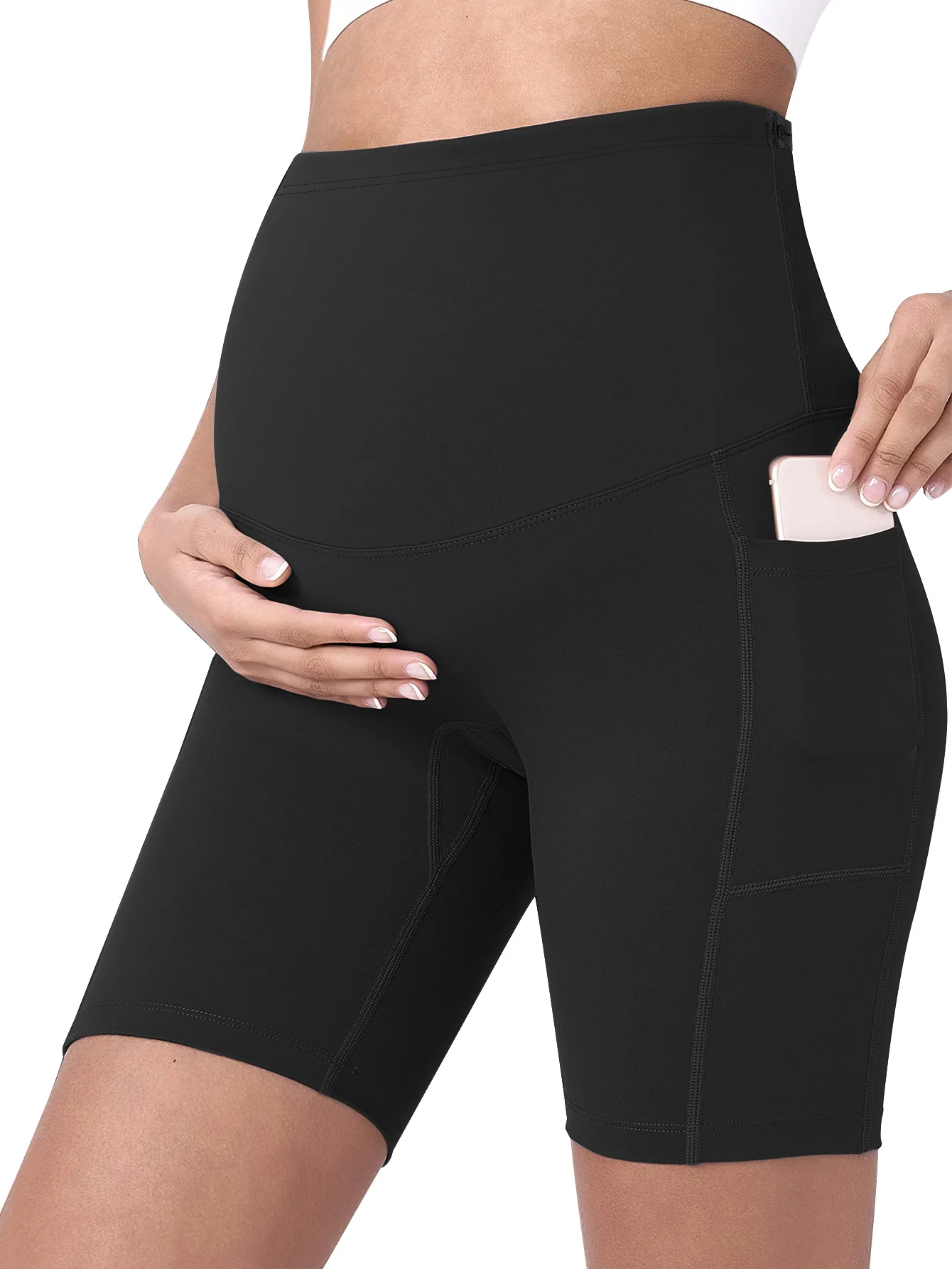 Sunzel Maternity Yoga Shorts for Women High-Waisted Pregnancy Workout Shorts with Pockets Stretchy Wide Elastic Waistband Pre Postpartum Activewear