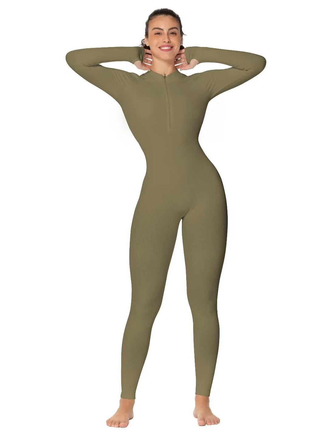 28 Striped Casual Yoga Sports Zip Jumpsuit