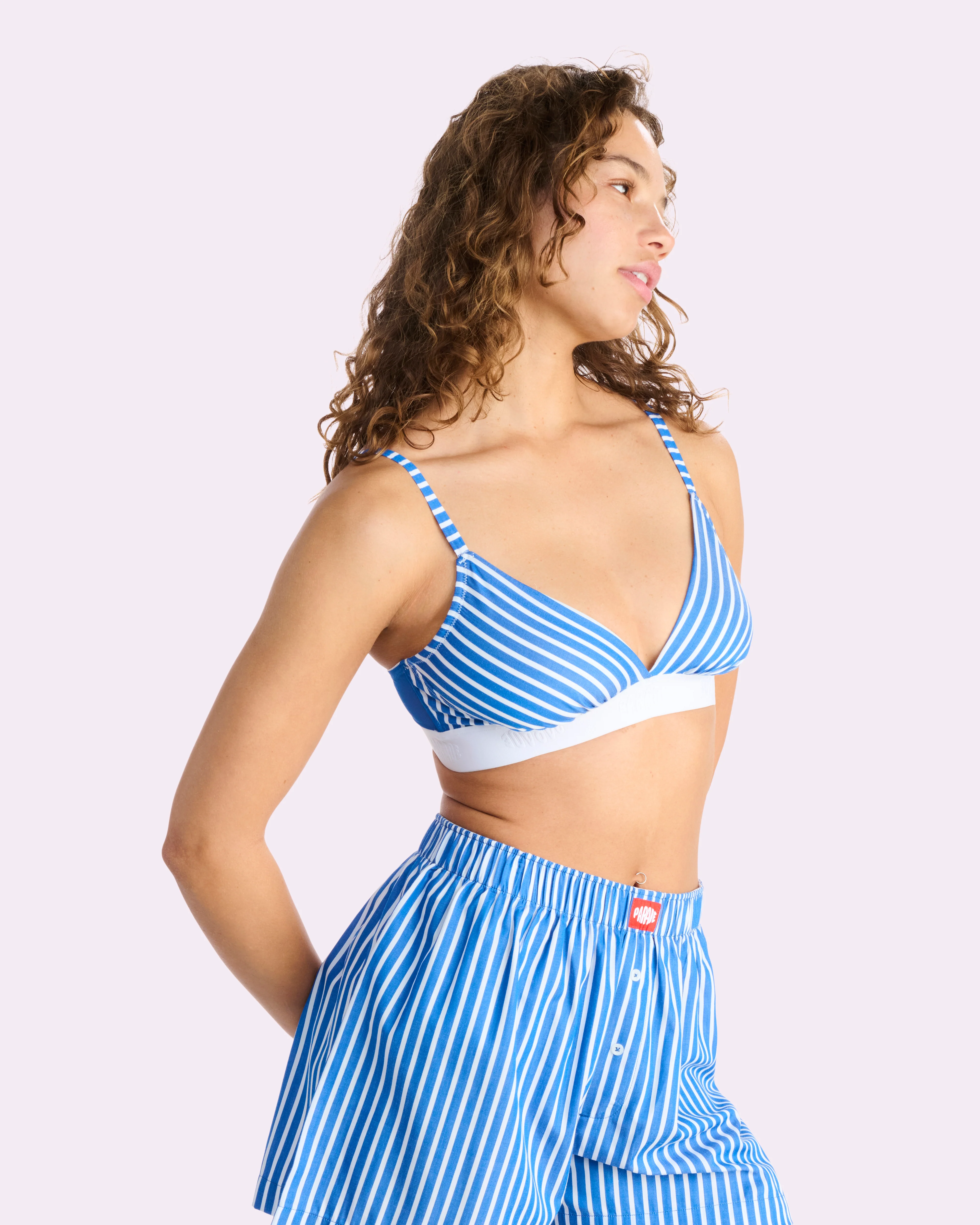 Parade Poplin Triangle Bralette | Parade Poplin (Paradise Stripe)