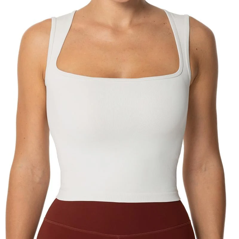 Sunzel Women's Sexy Sleeveless Crop Top Seamless Wide Square Neck Going Out Tops Summer Trendy Workout Yoga Casual Tank Top