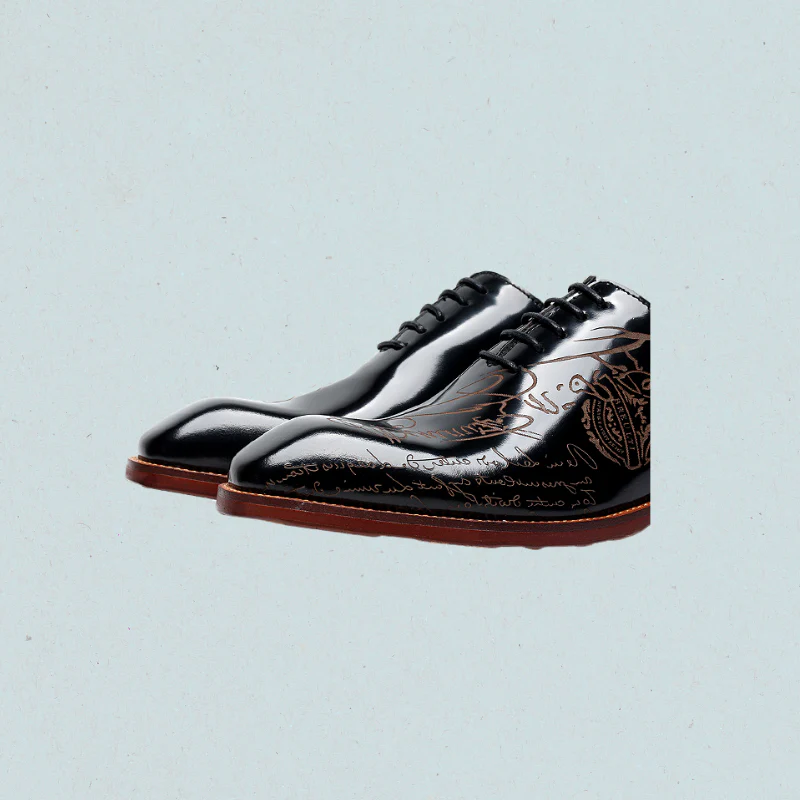 ElegantEpic Embossed Oxford Shoes – Black Leather Formal Oxford Shoes for Men