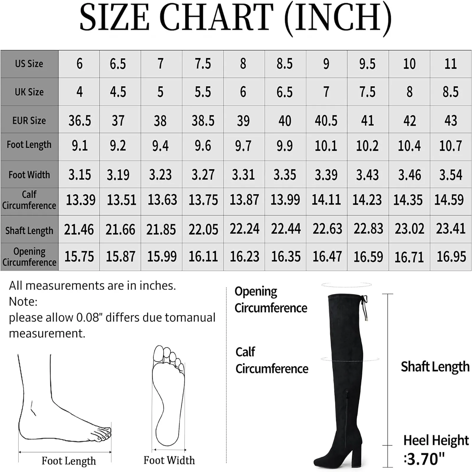 Vepose Women's 995A Over The Knee High Tall Square Toe Block Heel Boots for Women