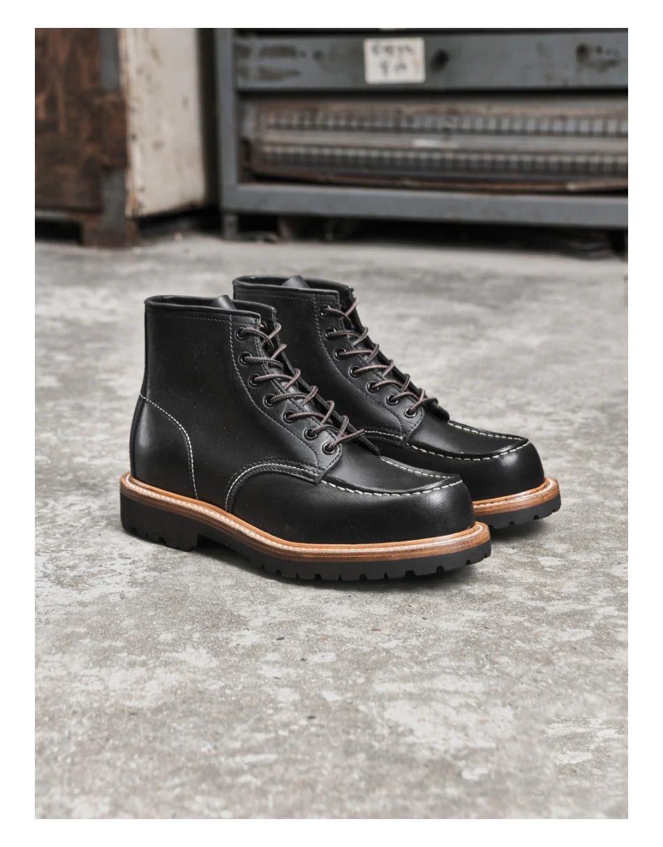 C.F. Stead Scout Boots | Vibram Sole, Goodyear Welt | Black Leather Work Boots