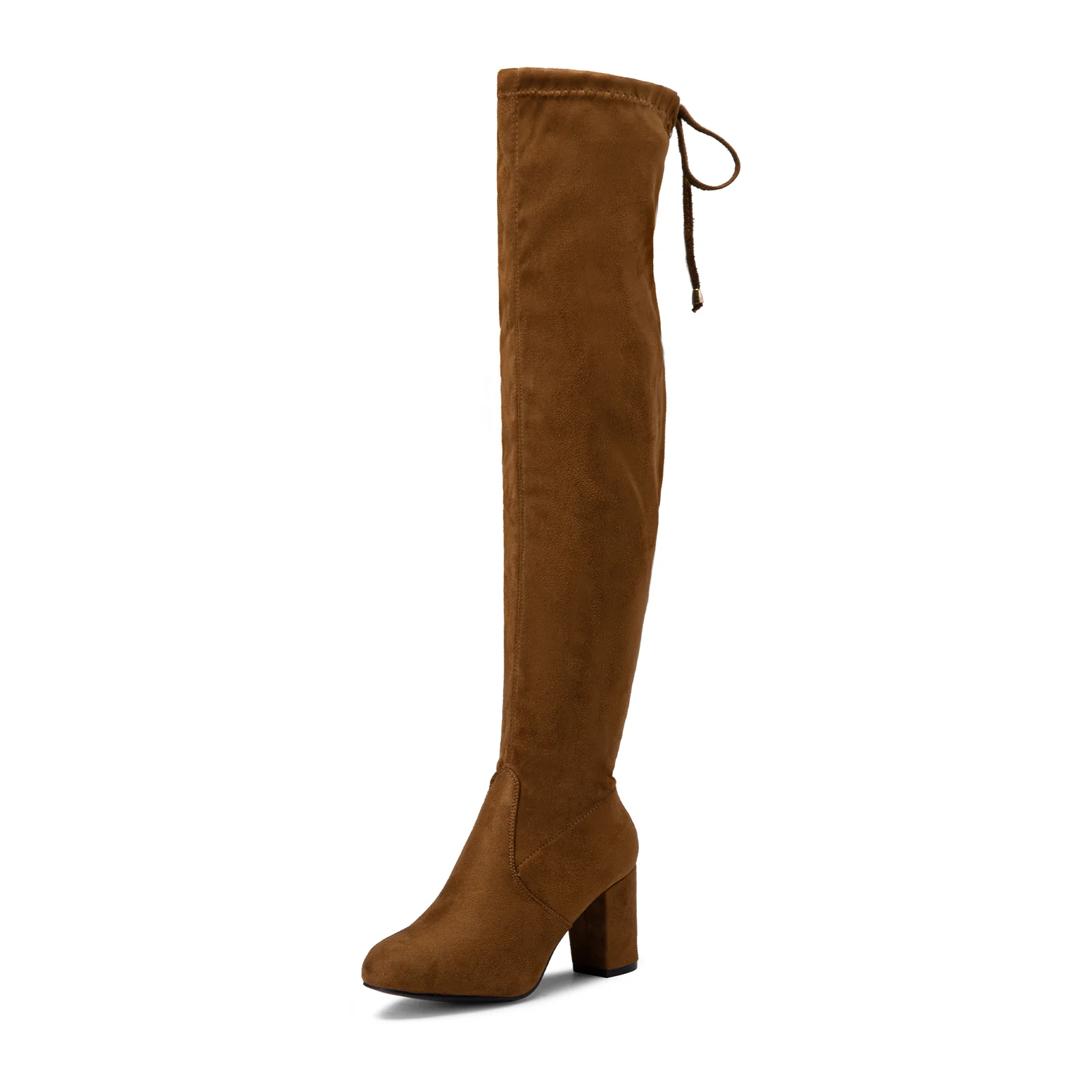 Vepose Women's 991 Suede Boots Over the Knee High Vegan Chunky Heels Side Zipper Adjustable Opening Shoes