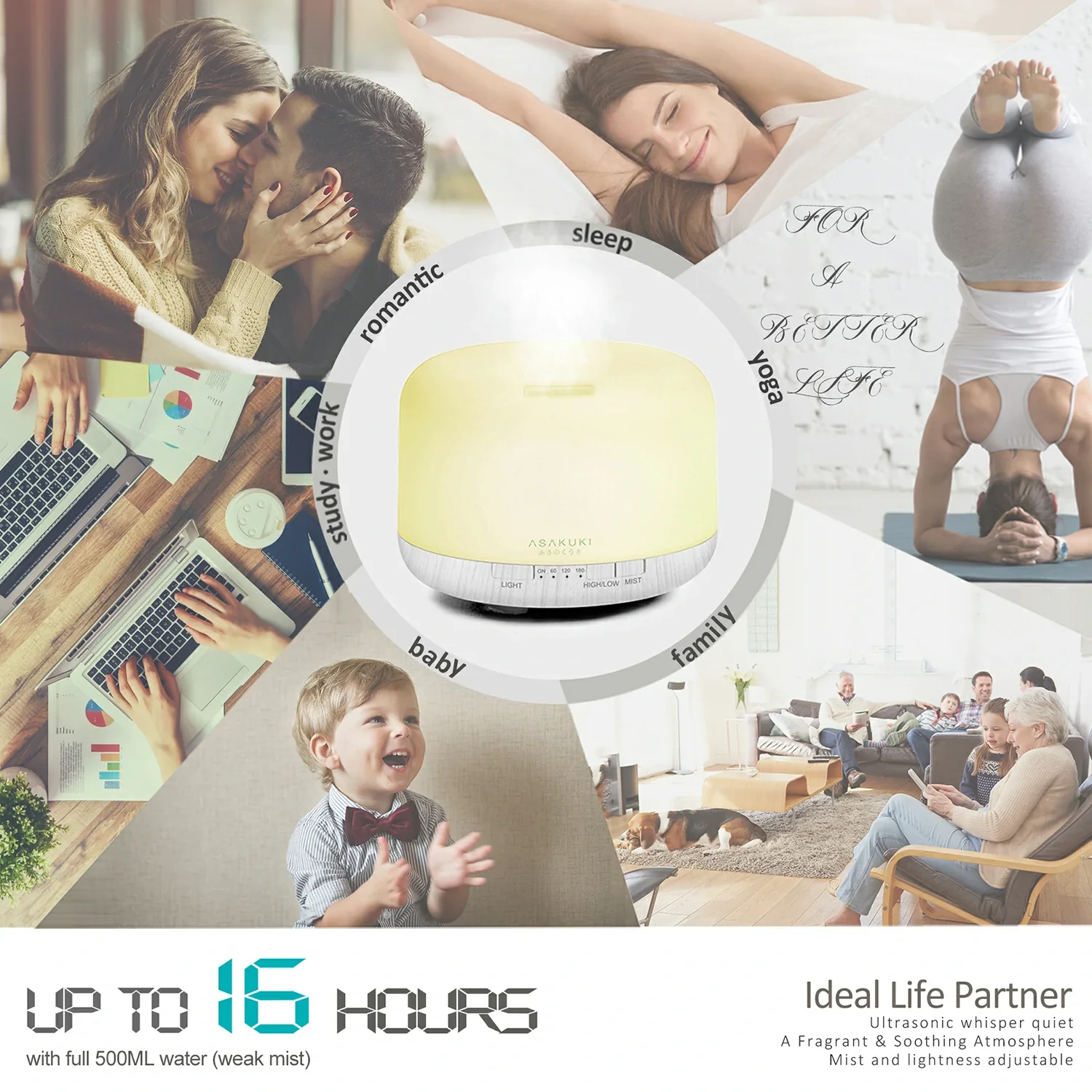 Rock White Wood Essential Oil Diffuser