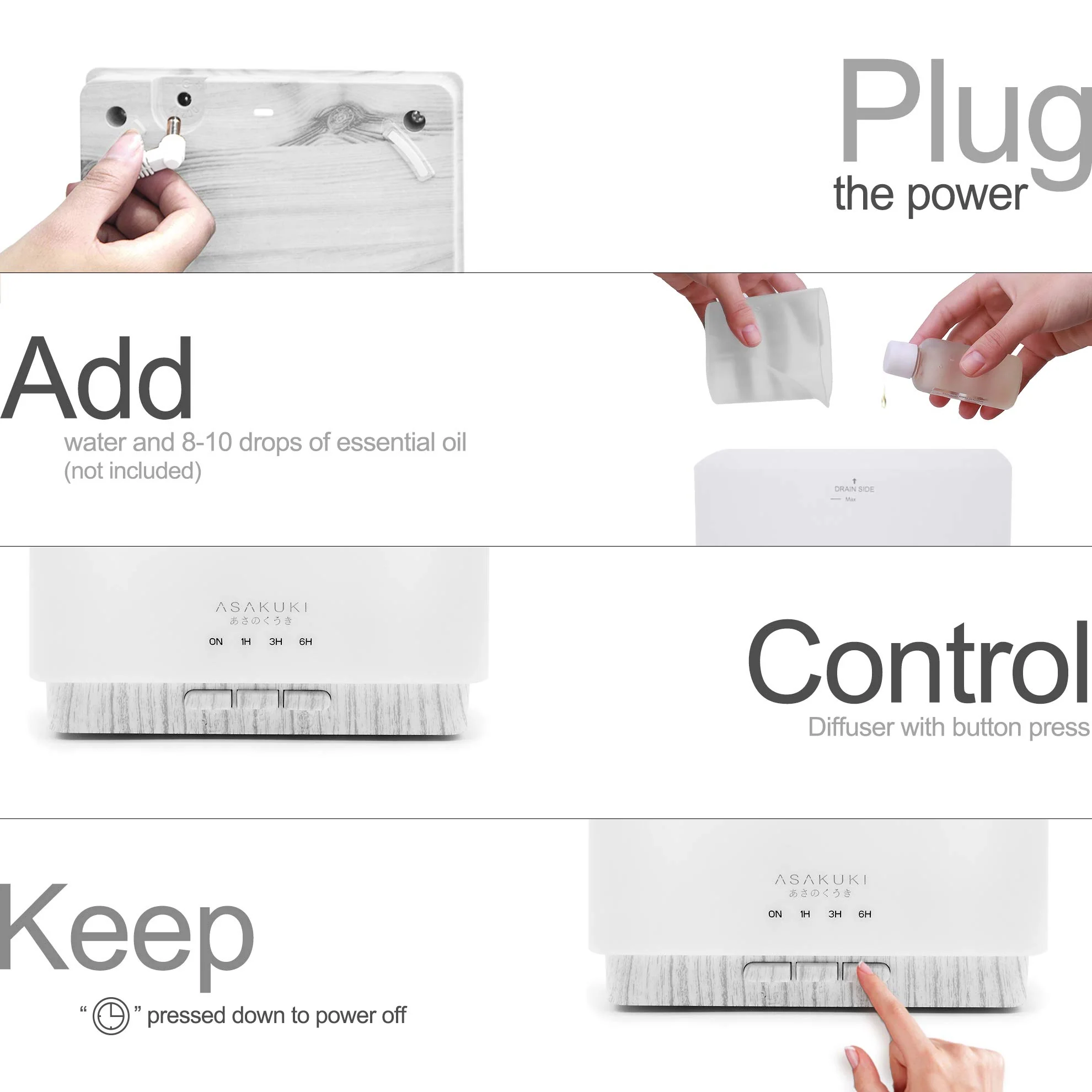 Cube White Wood Essential Oil Diffuser