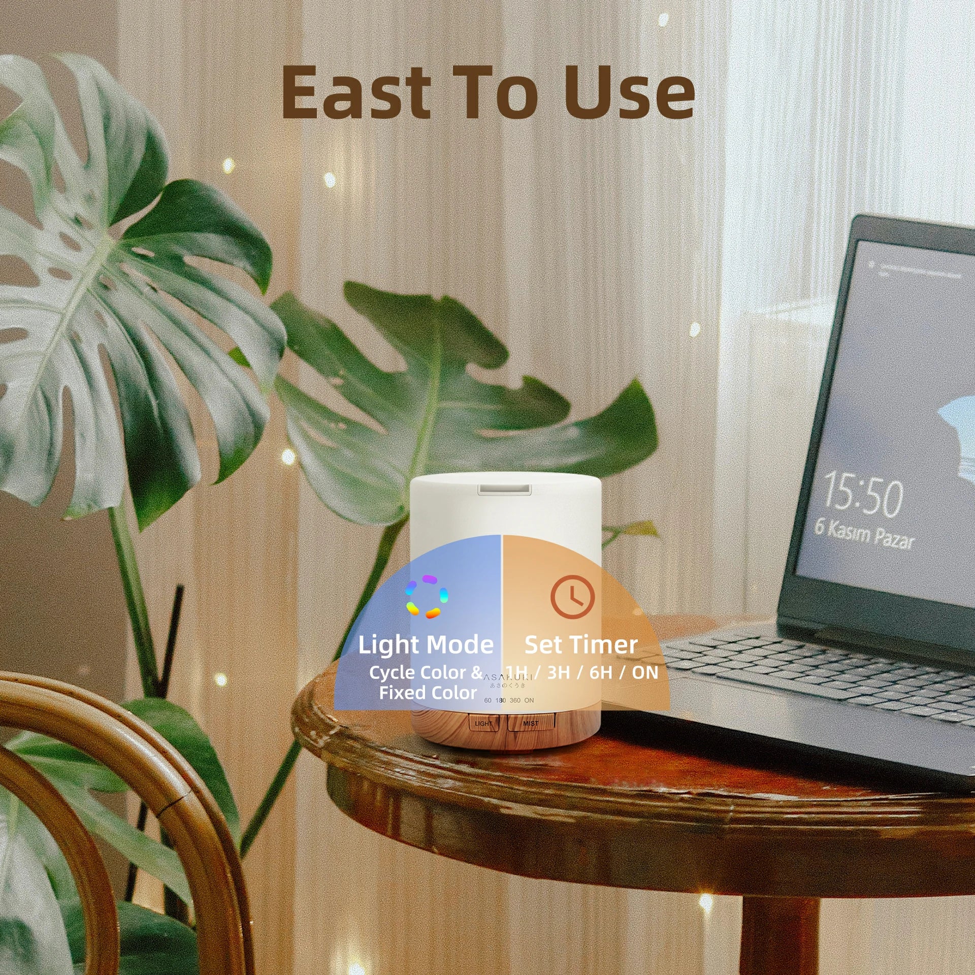 Dew Plus Light Wood Diffuser with 8Pcs*10ml Essential Oil Gift Set