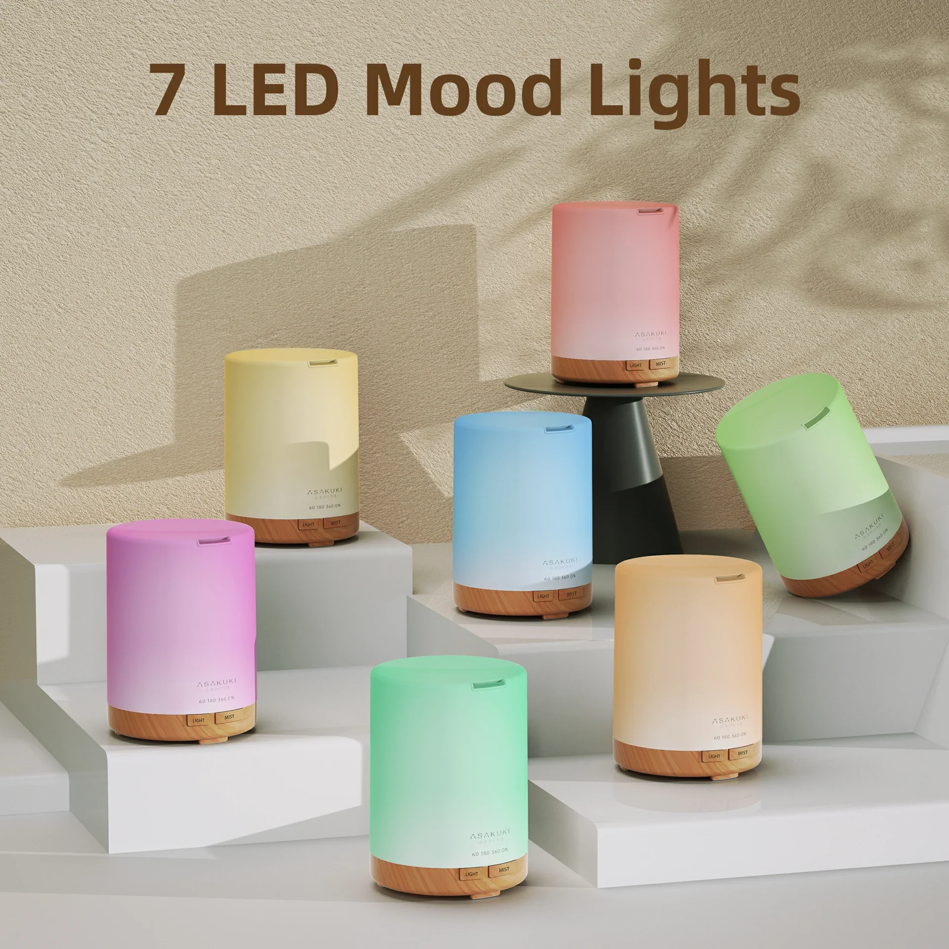 Dew Plus Light Wood Diffuser with 8Pcs*10ml Essential Oil Gift Set