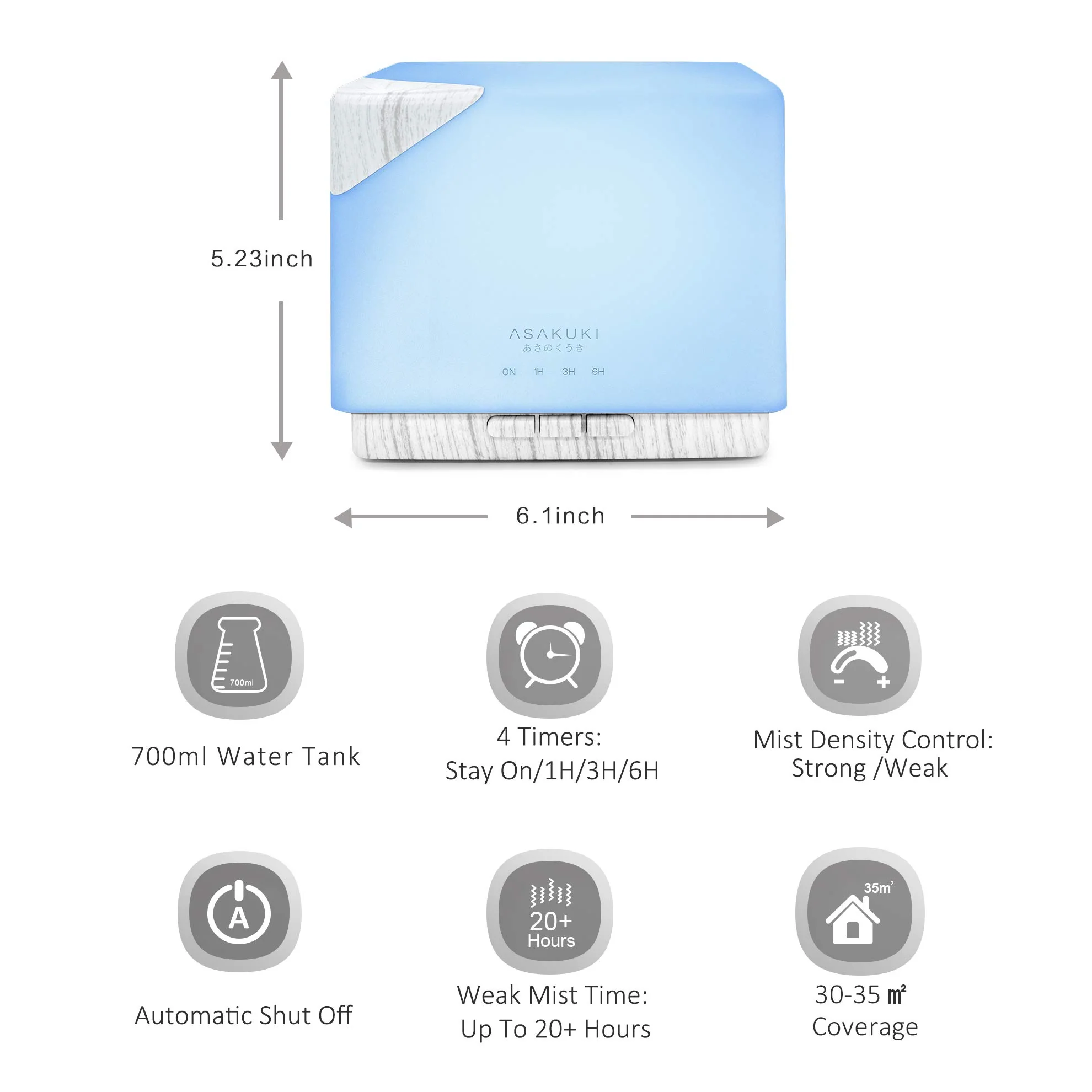 Cube White Wood Essential Oil Diffuser