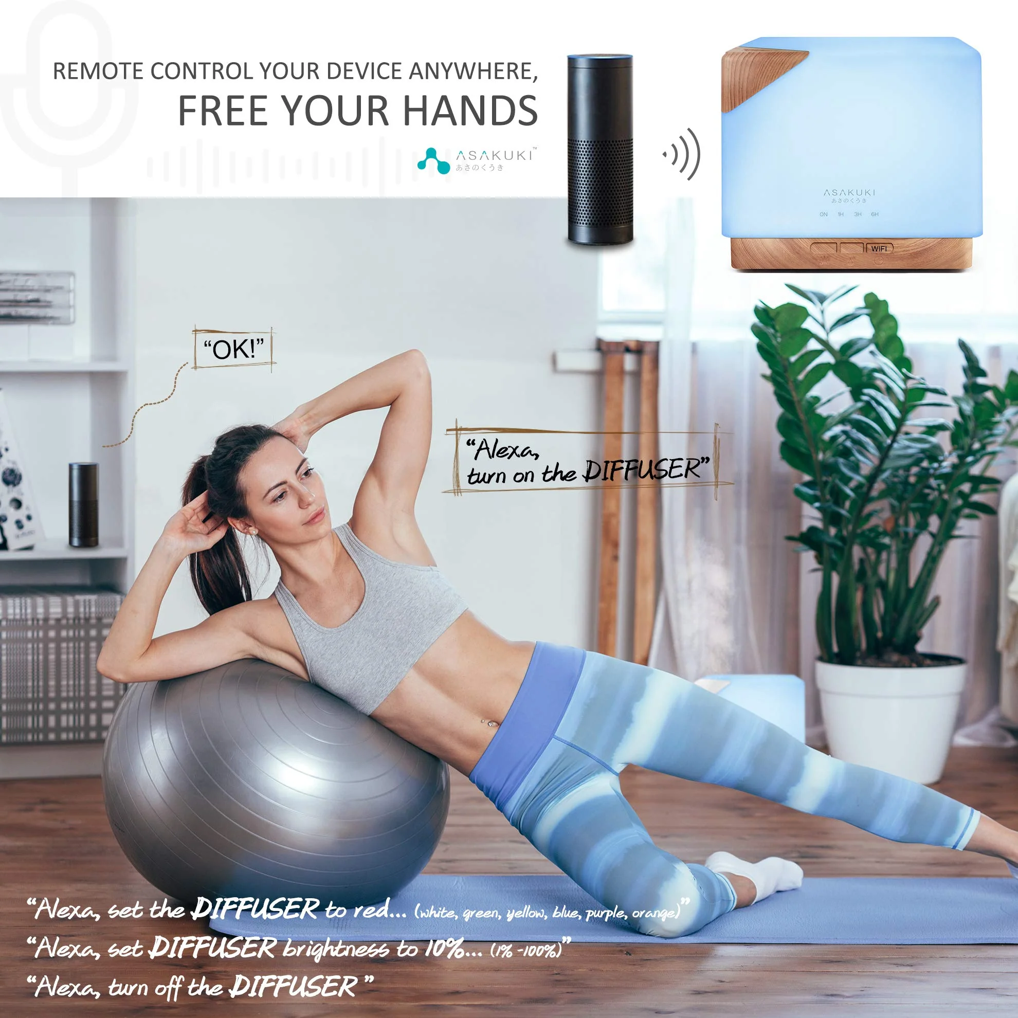 Cube Light Wood Smart WiFi Essential Oil Diffuser