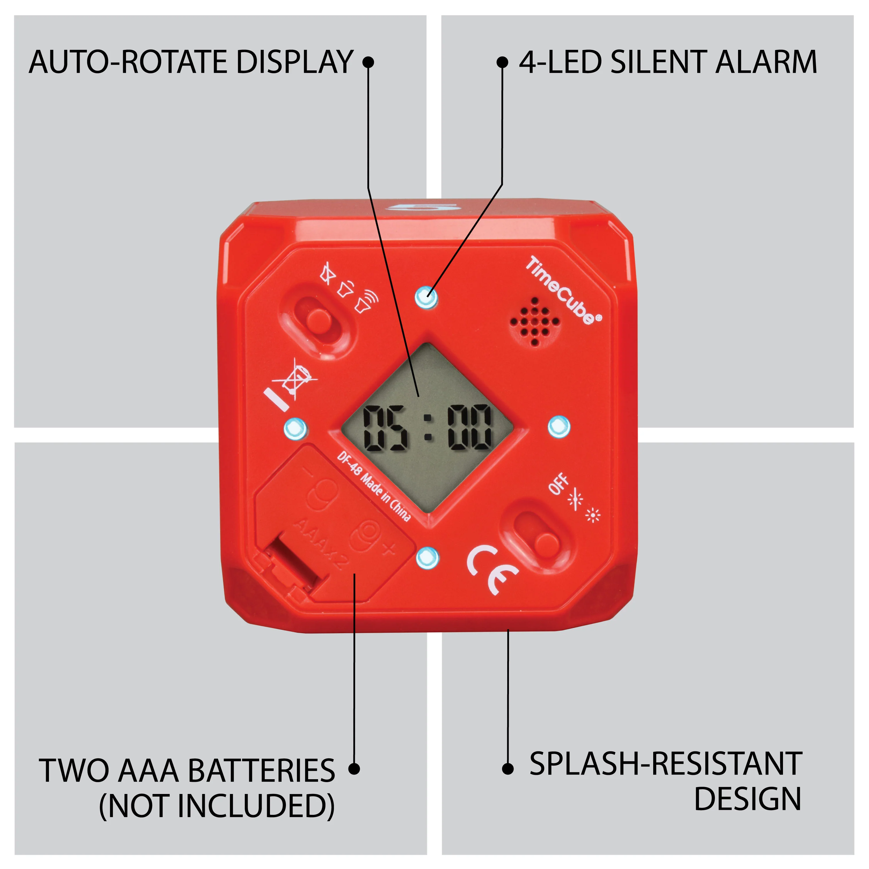 Miracle Time Cube Pomodoro Timer DF-48 Red 5, 10, 20, 25 minutes