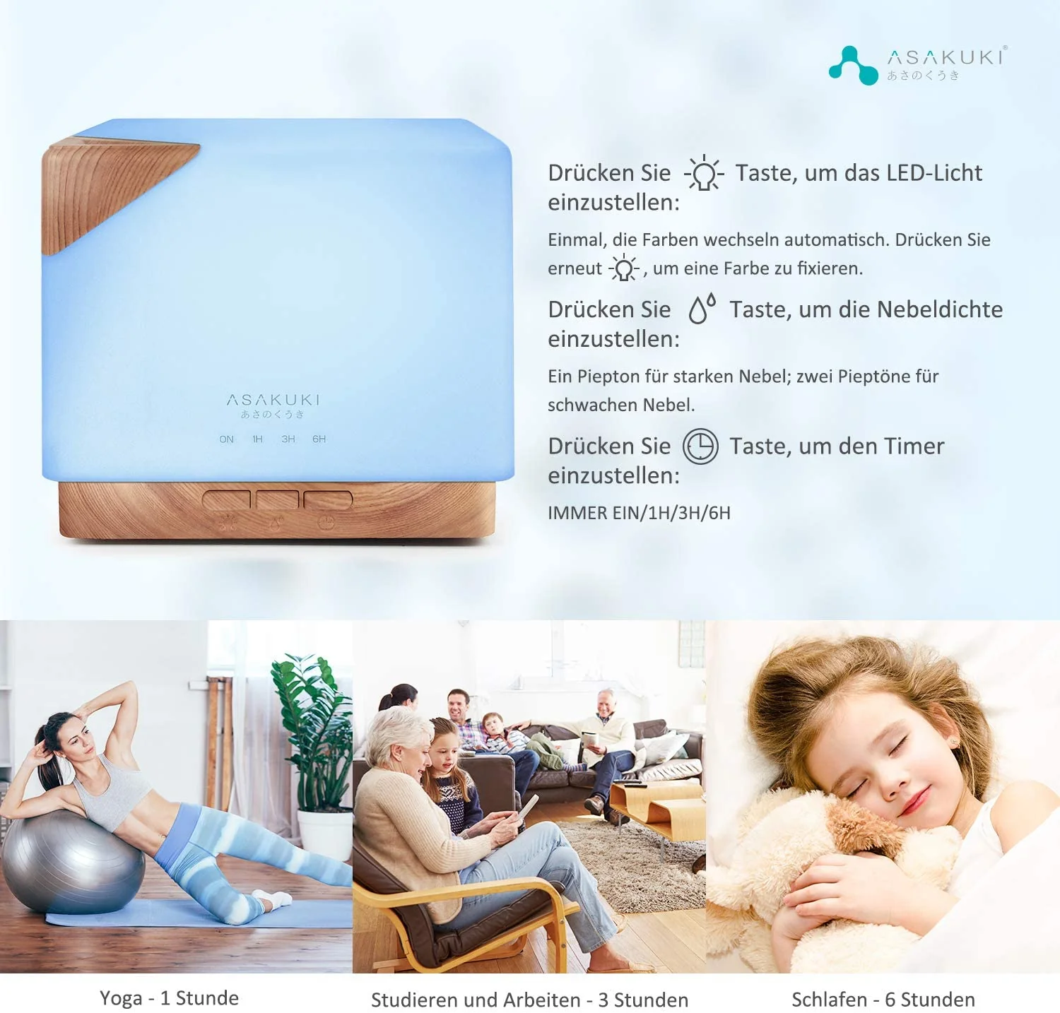 Cube Light Wood Essential Oil Diffuser