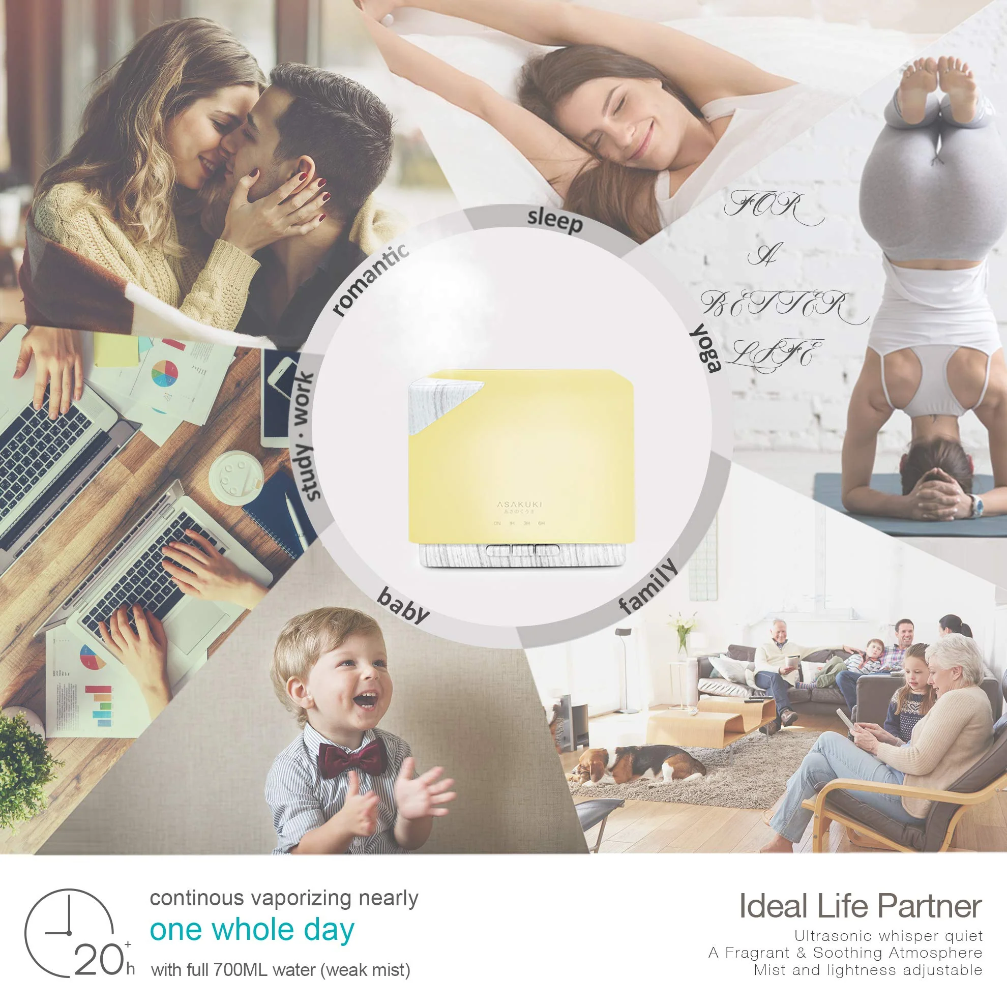 Cube White Wood Essential Oil Diffuser