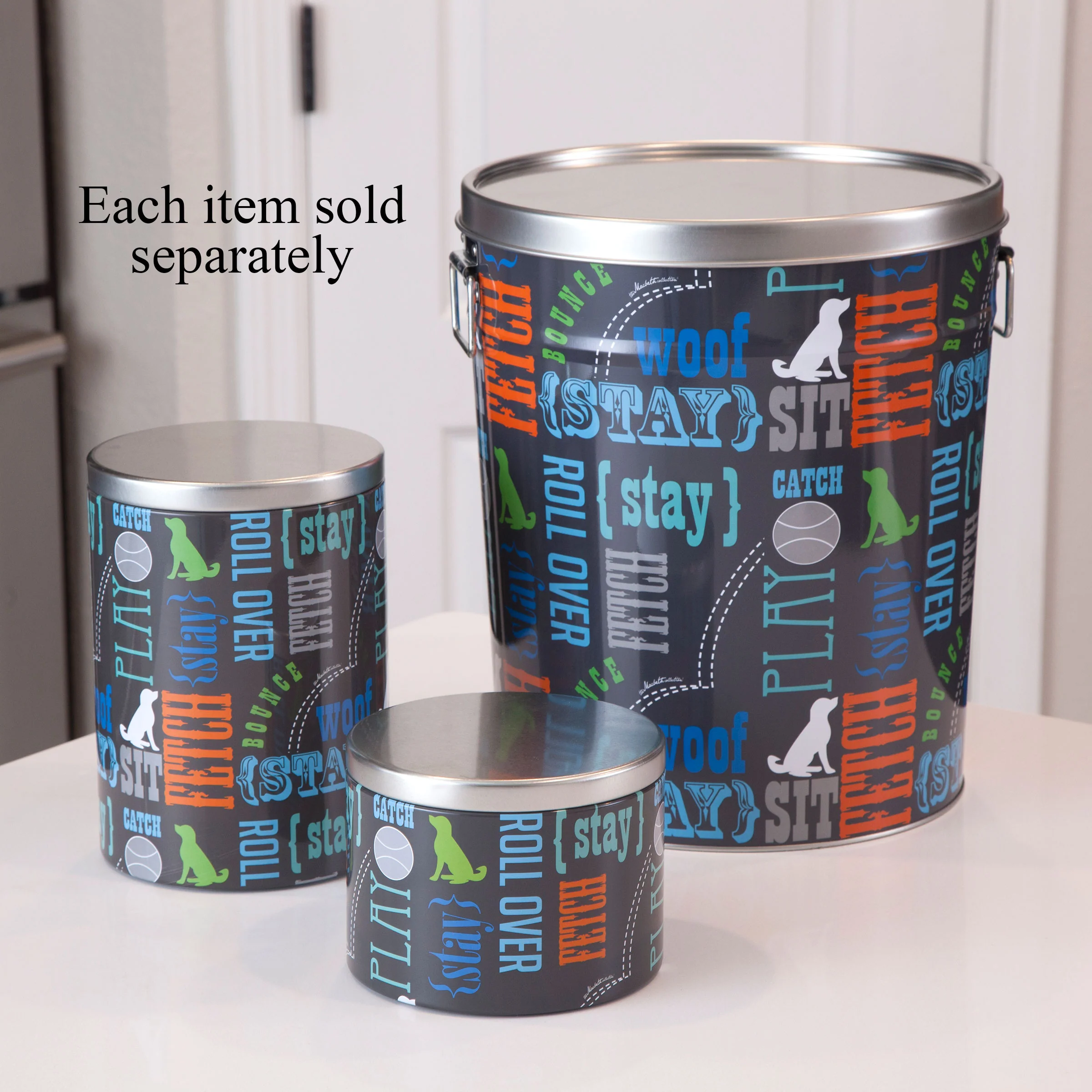 Tin Pet Food Container, Wordplay by Macbeth Collection