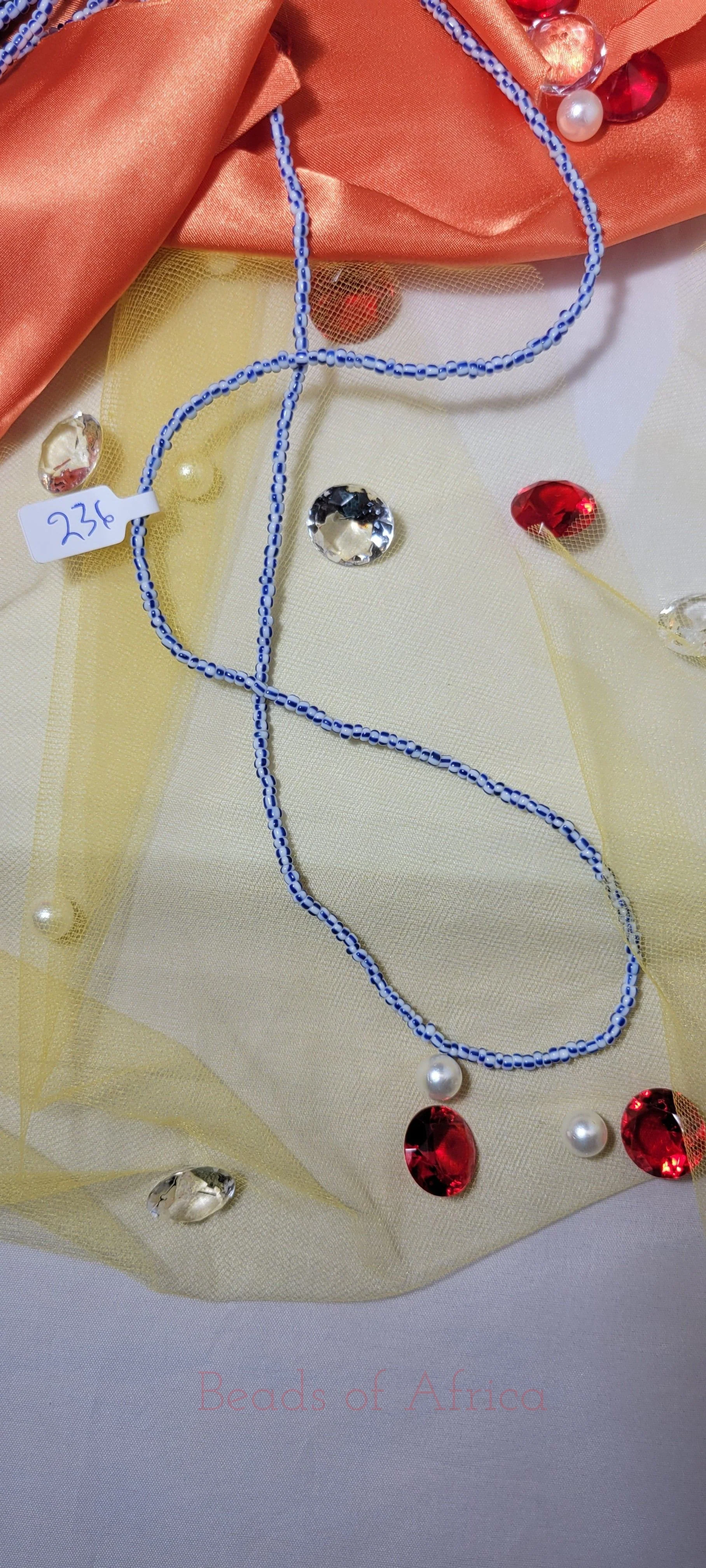 Blue and White Striped Waist Beads