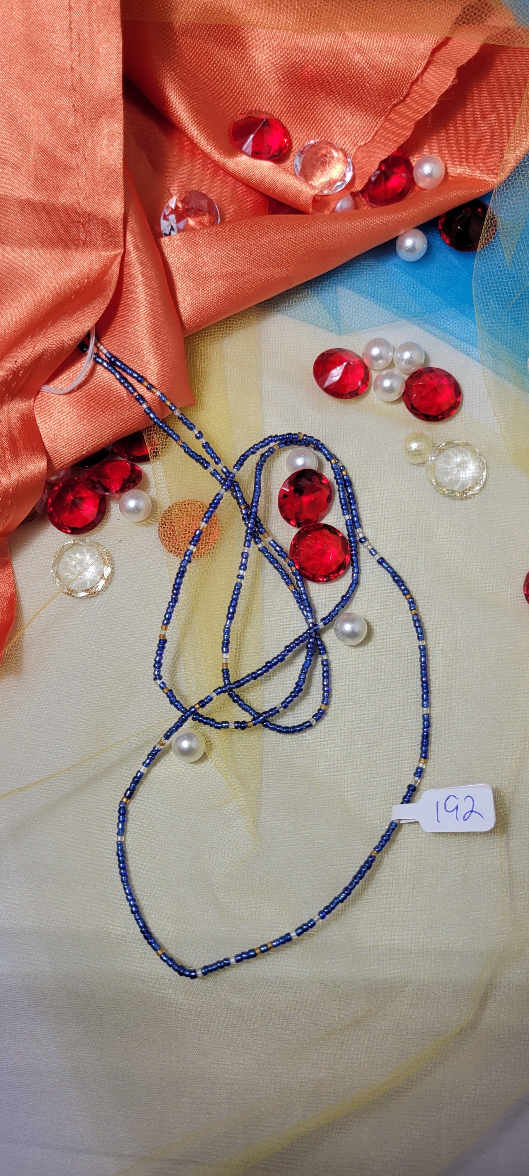 Clear Round Navy Blue Mixed Waist Beads