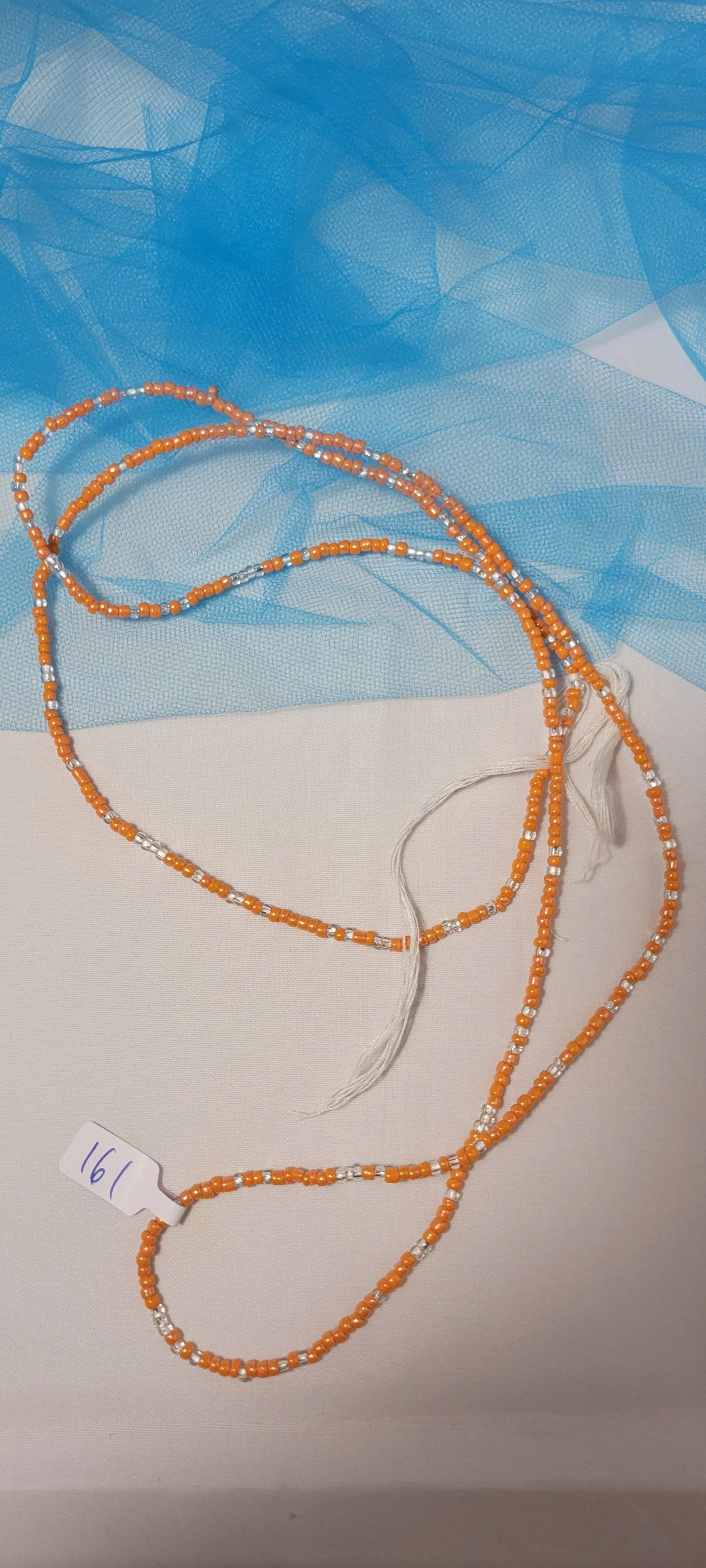 Crystal Clear Orange Waist Beads