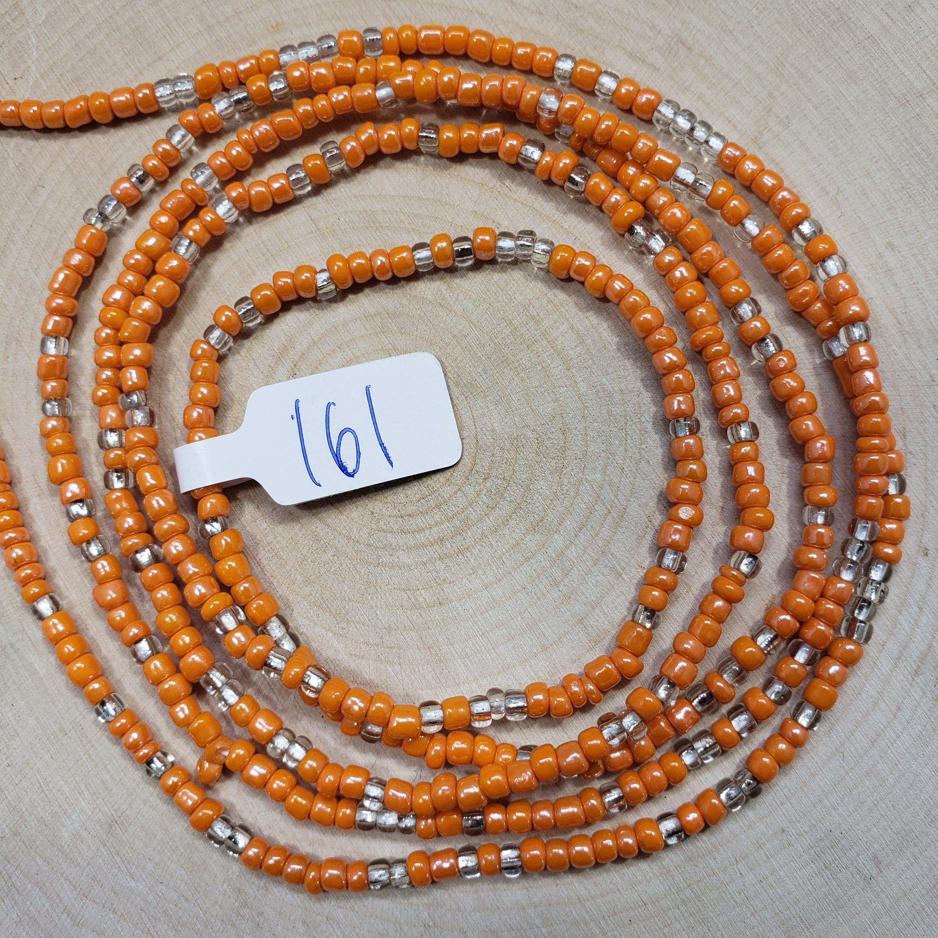 Crystal Clear Orange Waist Beads