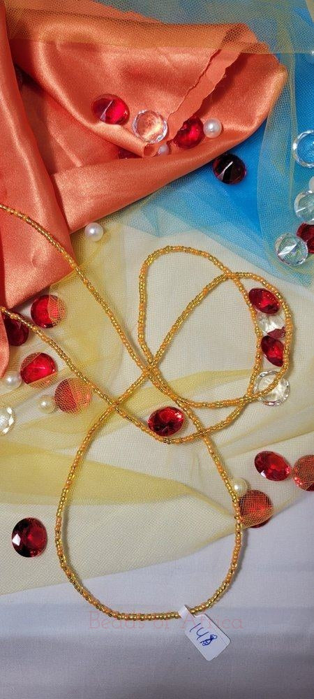 Crystal Gold and Light Orange Shiny Waist Beads