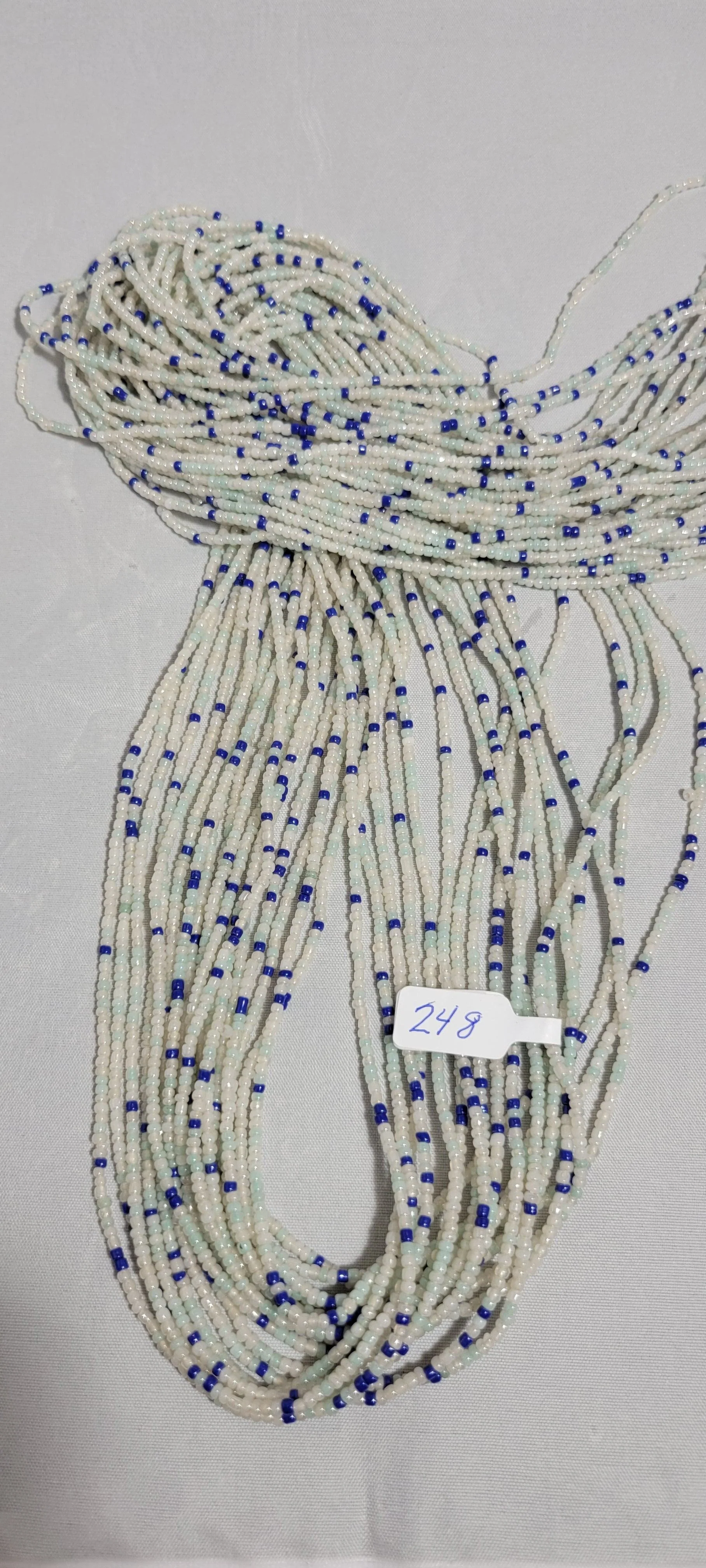 Shiny White, Light and Dark Blue Waist Beads