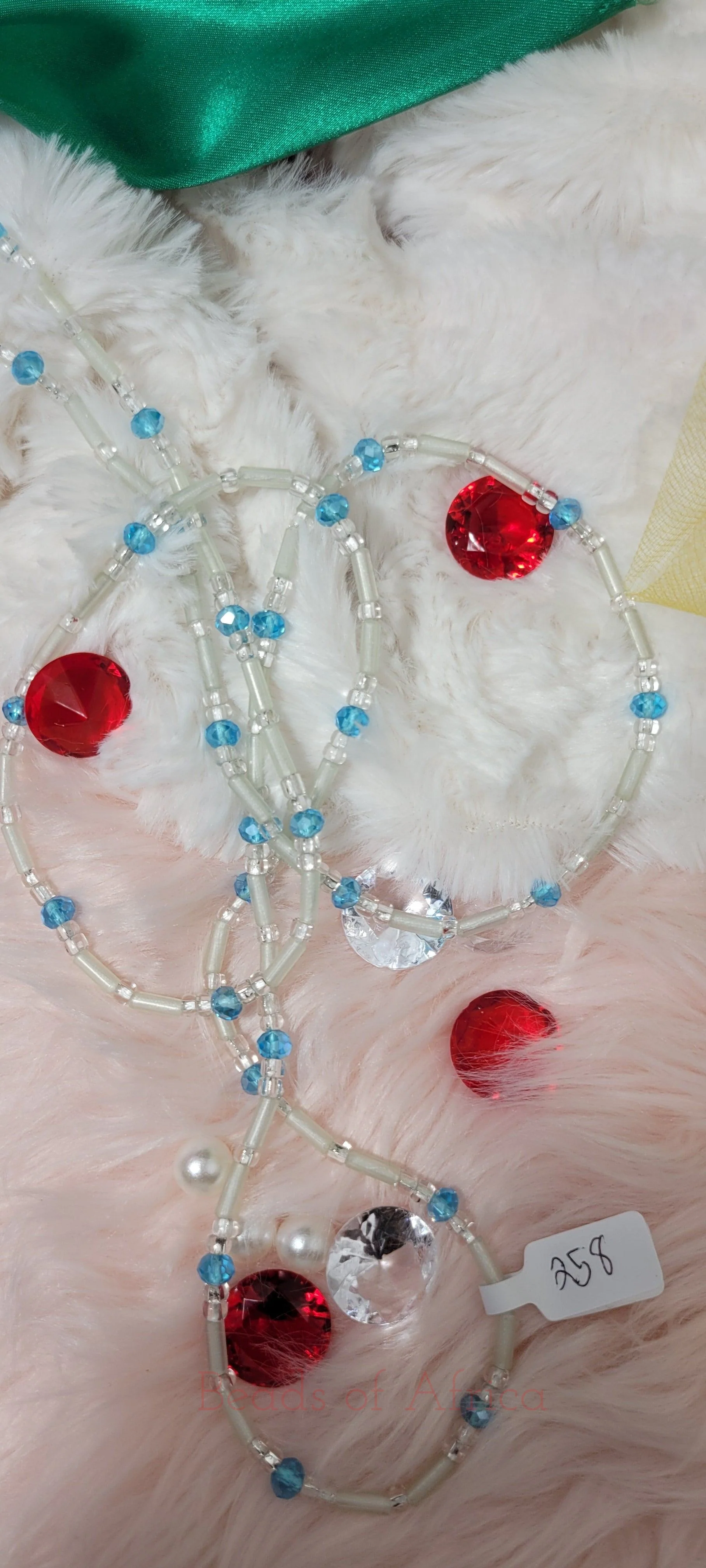 Tubular Sky Blue Gems Glow in the Dark Waist Beads