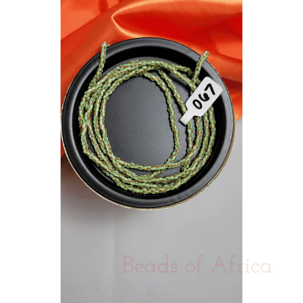 Green and Red Striped Waist Beads