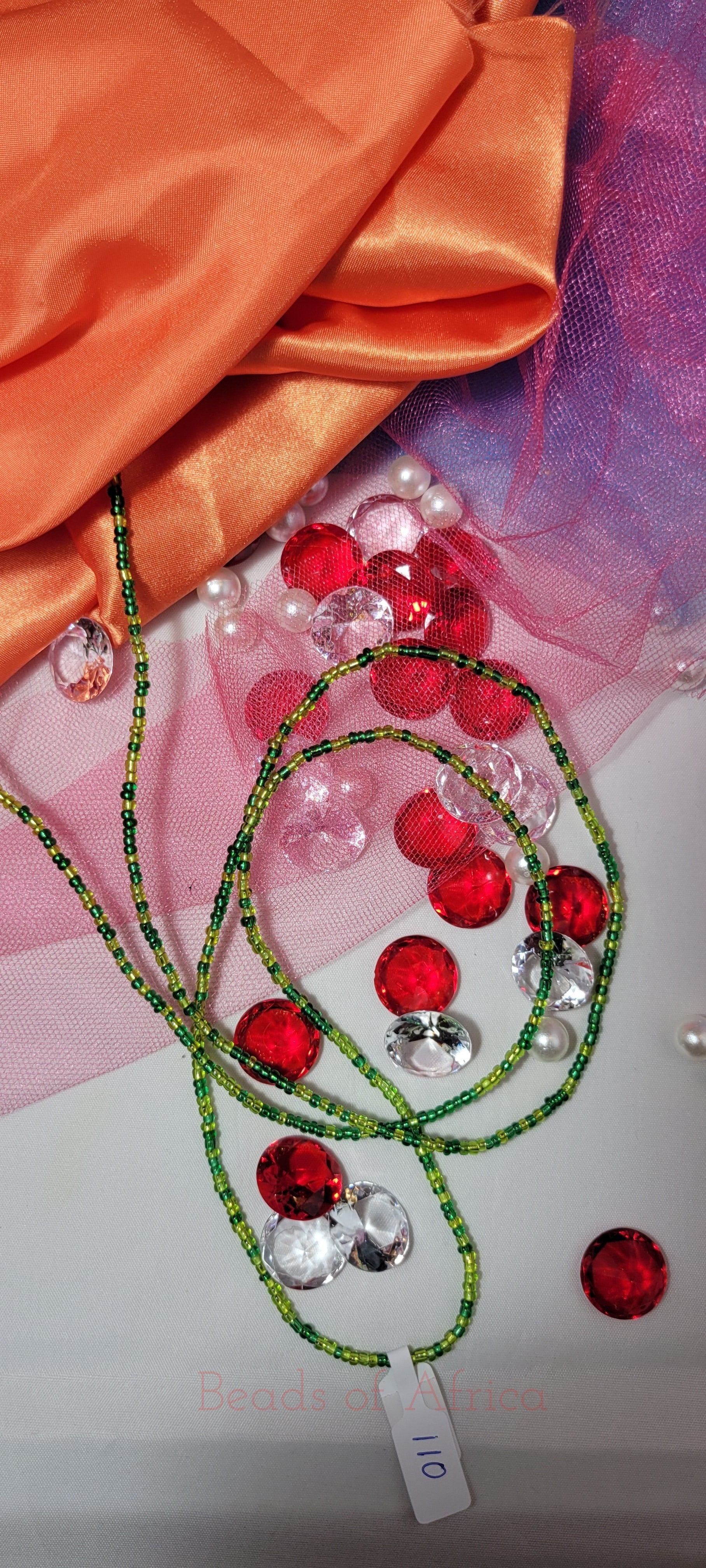 Light and Dark Green Shiny Waist Beads
