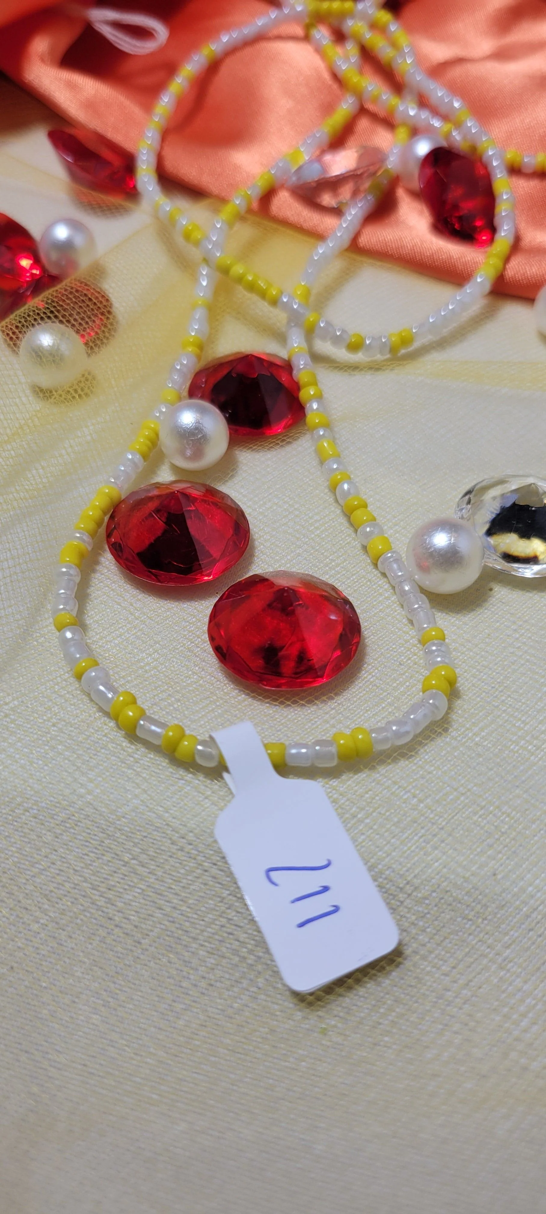 Yellow and White Waist Beads