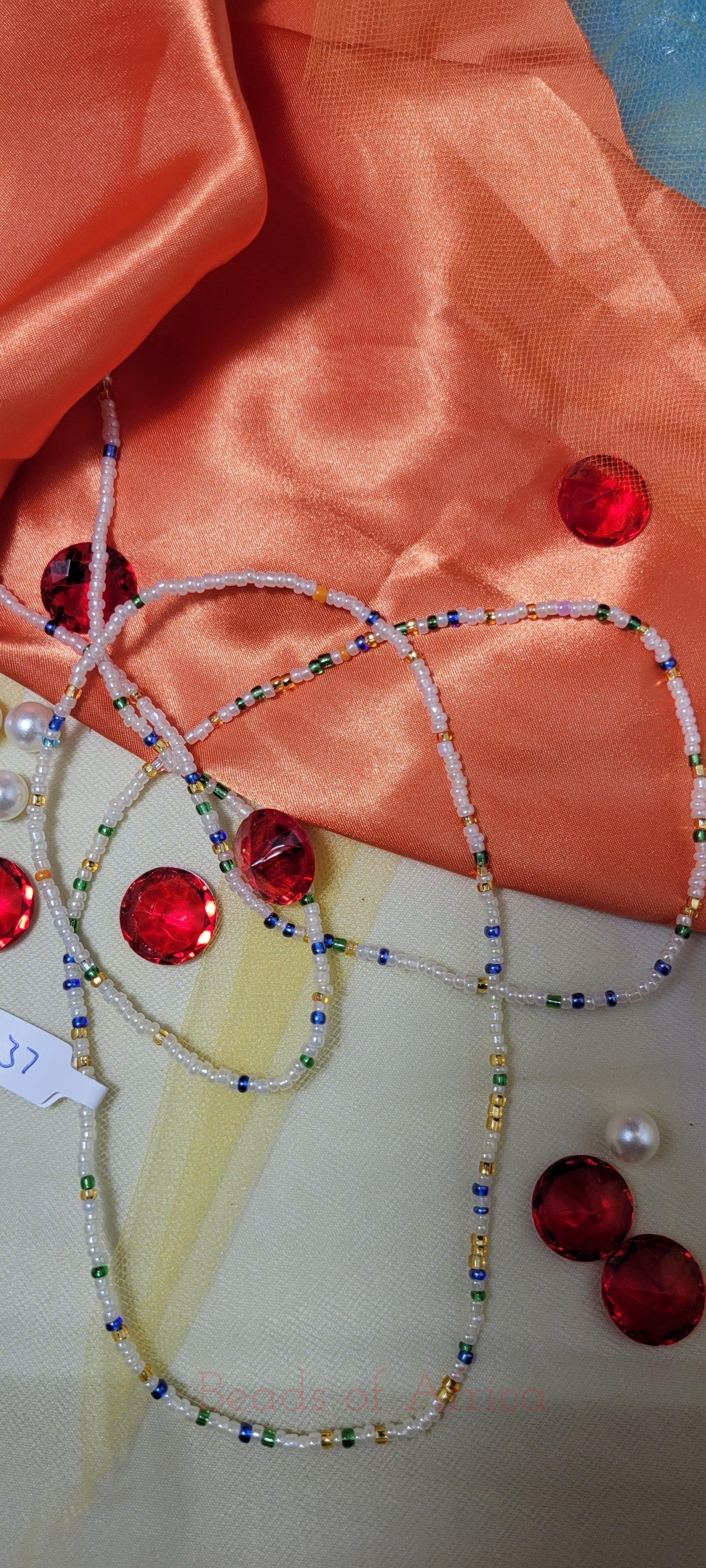 Pearl White with Multicolor Shimmering Waist Beads