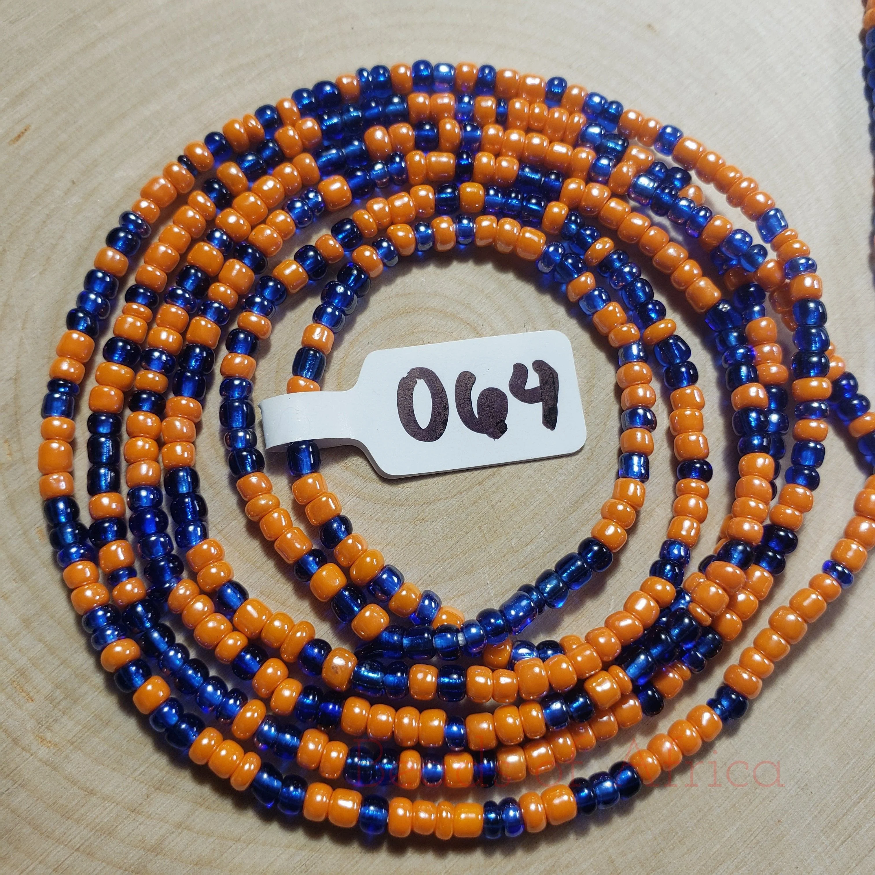 Orange and Shiny Blue Waist Beads