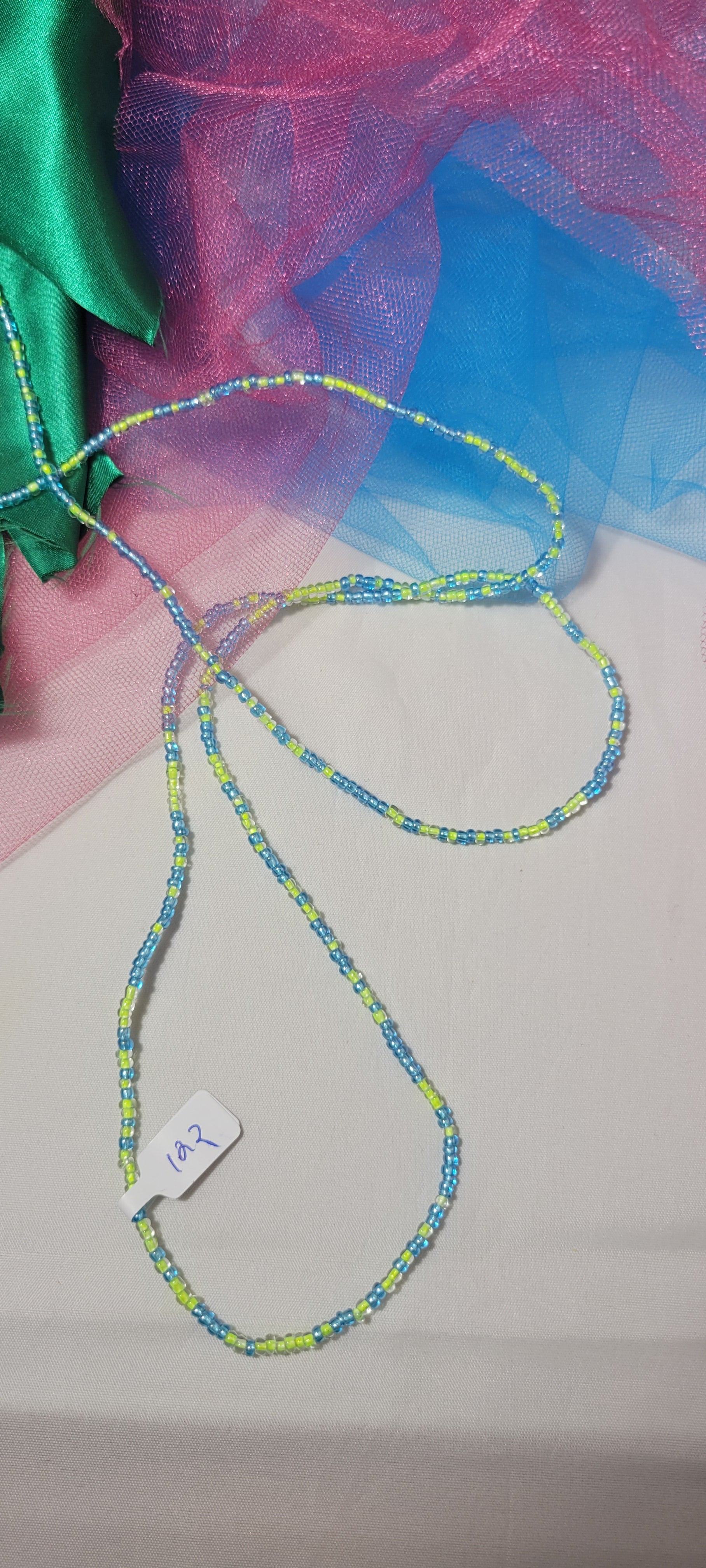 Round Cyan Blue and Soft Yellow Crystal Waist Beads