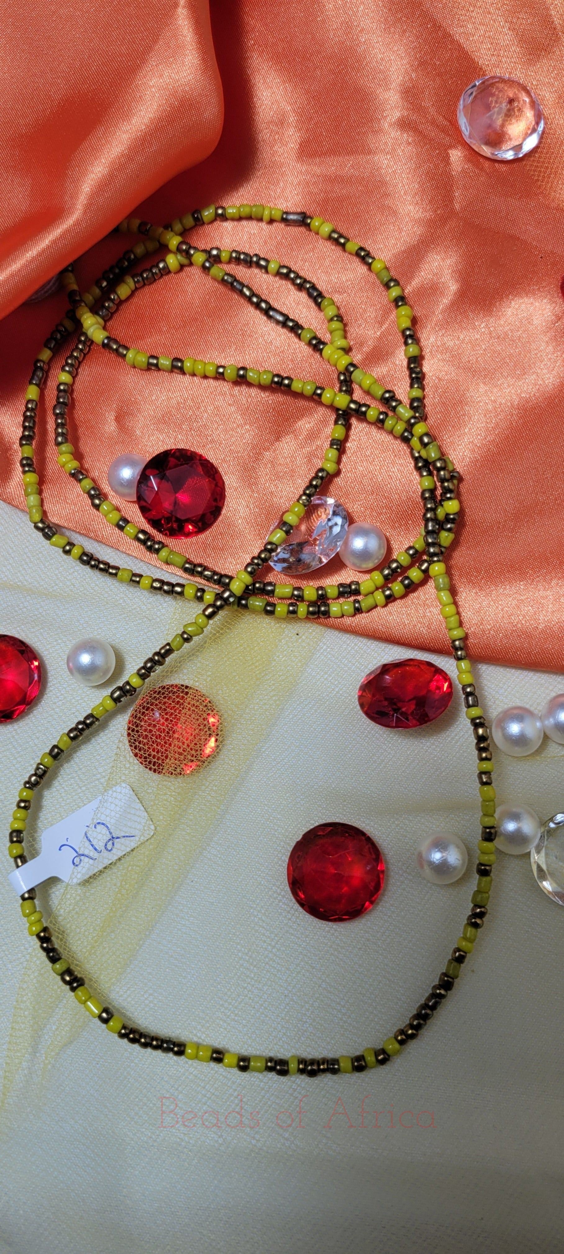 Shiny Deep Brown with Yellow Waist Beads