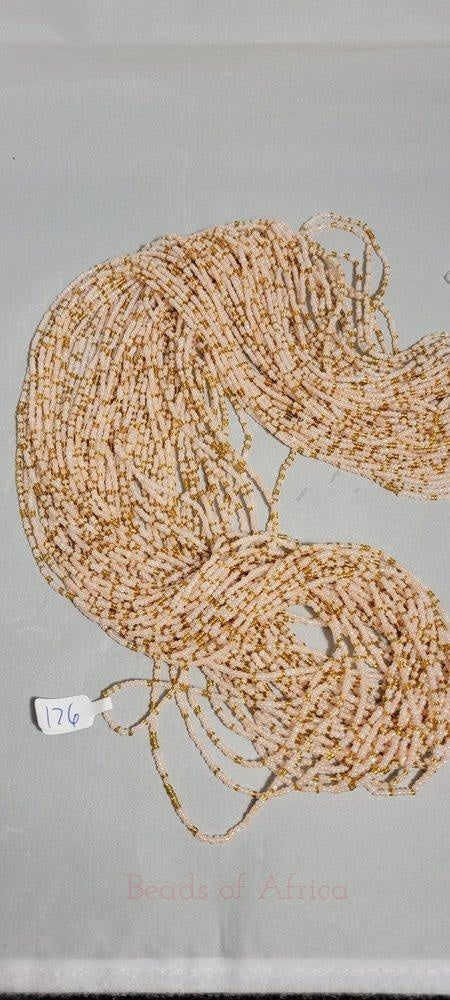Shimmering Baby Pink and Gold Waist Beads