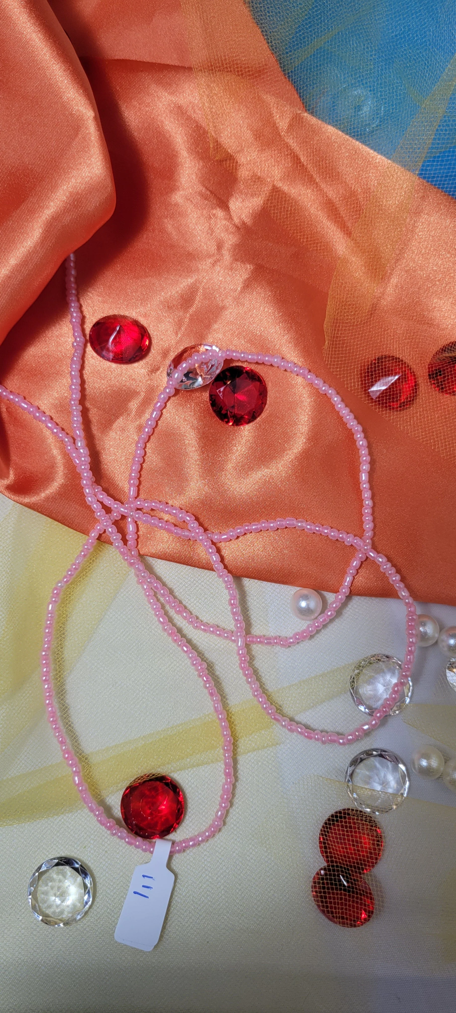 Solid Soft Pink Shiny Waist Beads