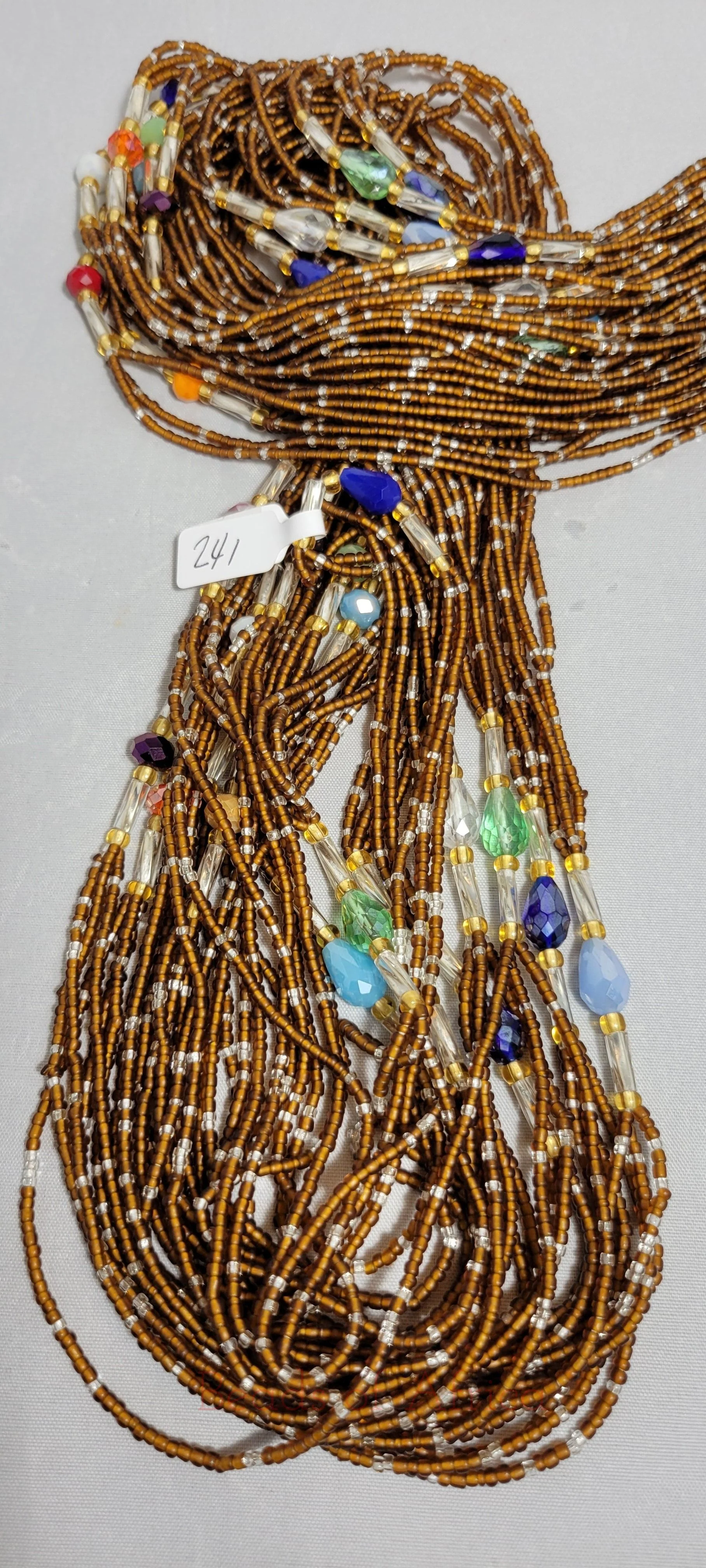 Triple Strand Dark Brown with Crystalline Waist Beads