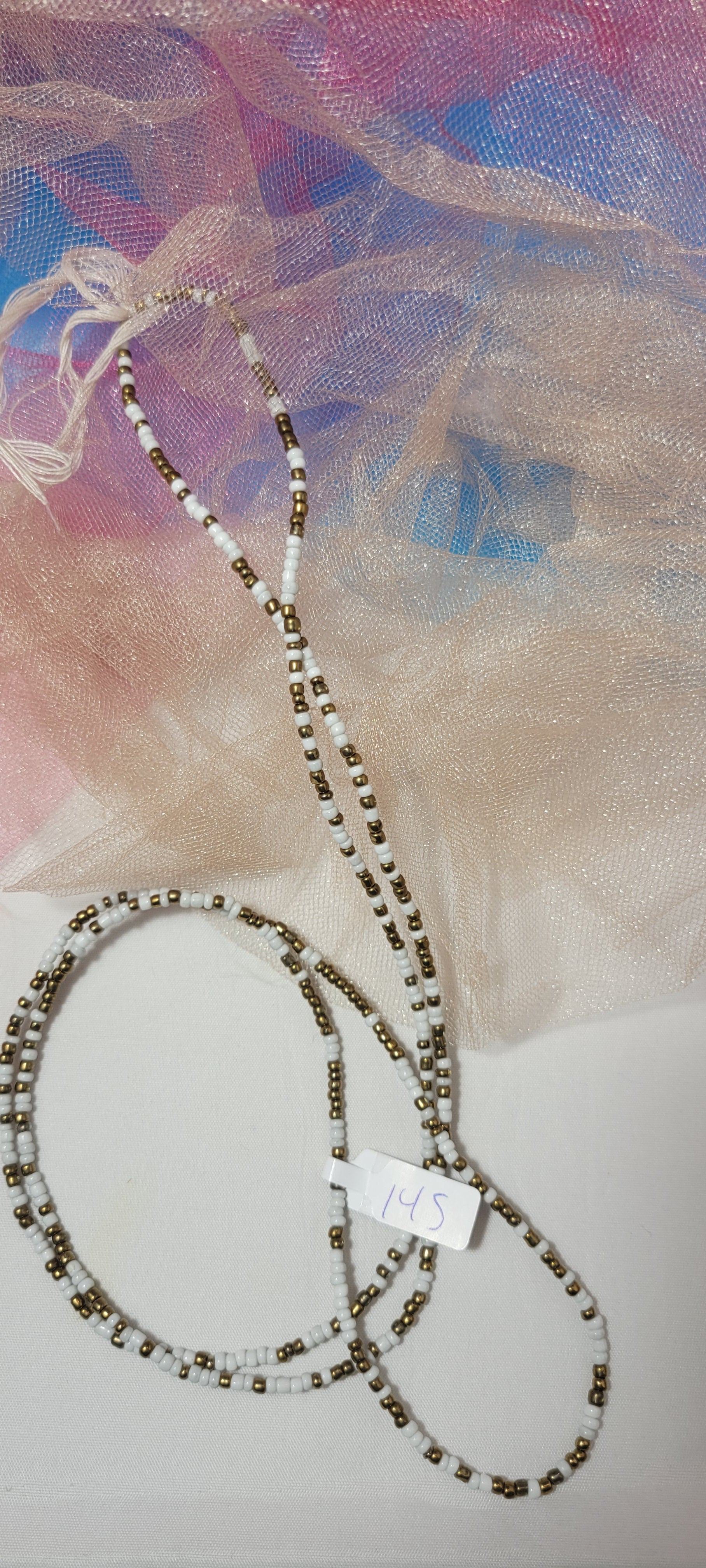 Deep Gold and White Waist Beads