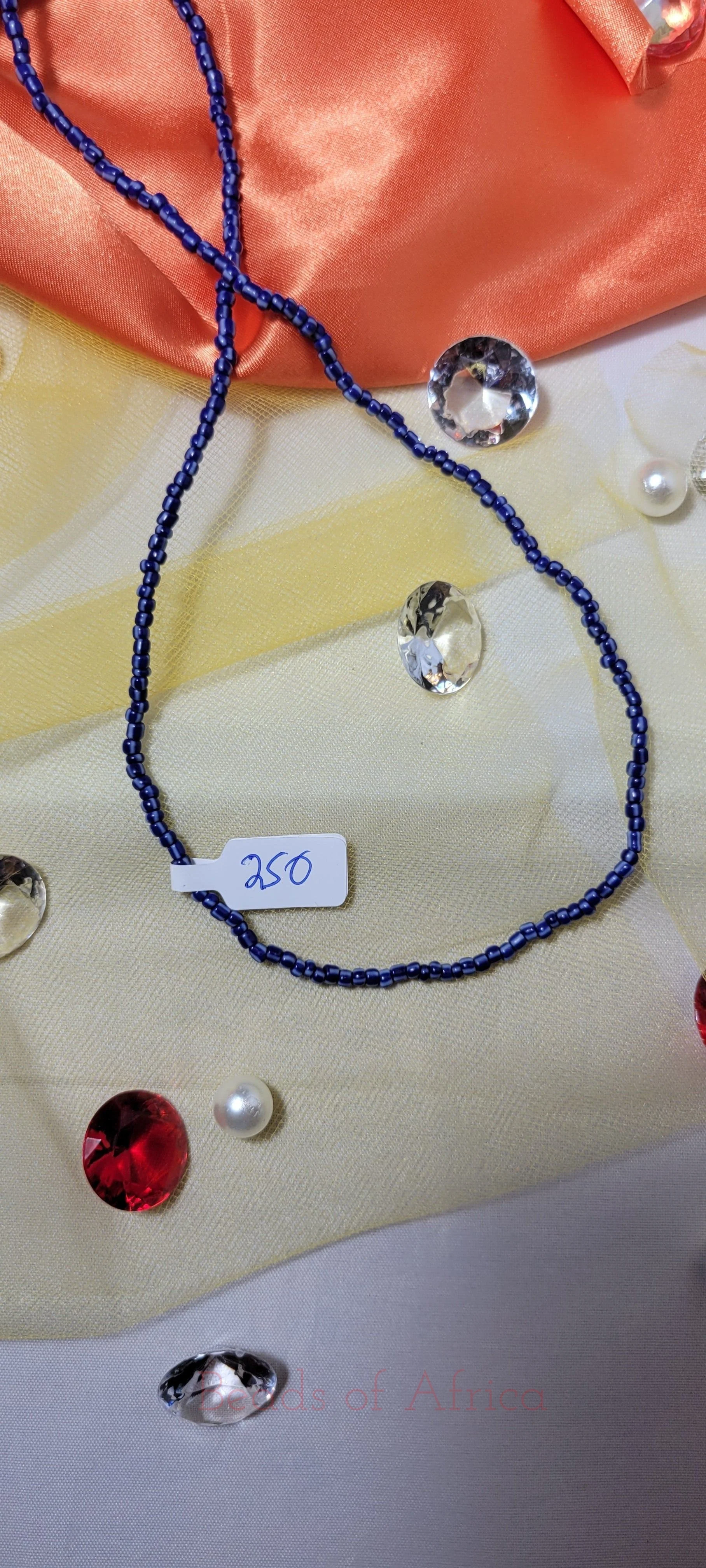 Dark and light Blue Striped Waist Beads