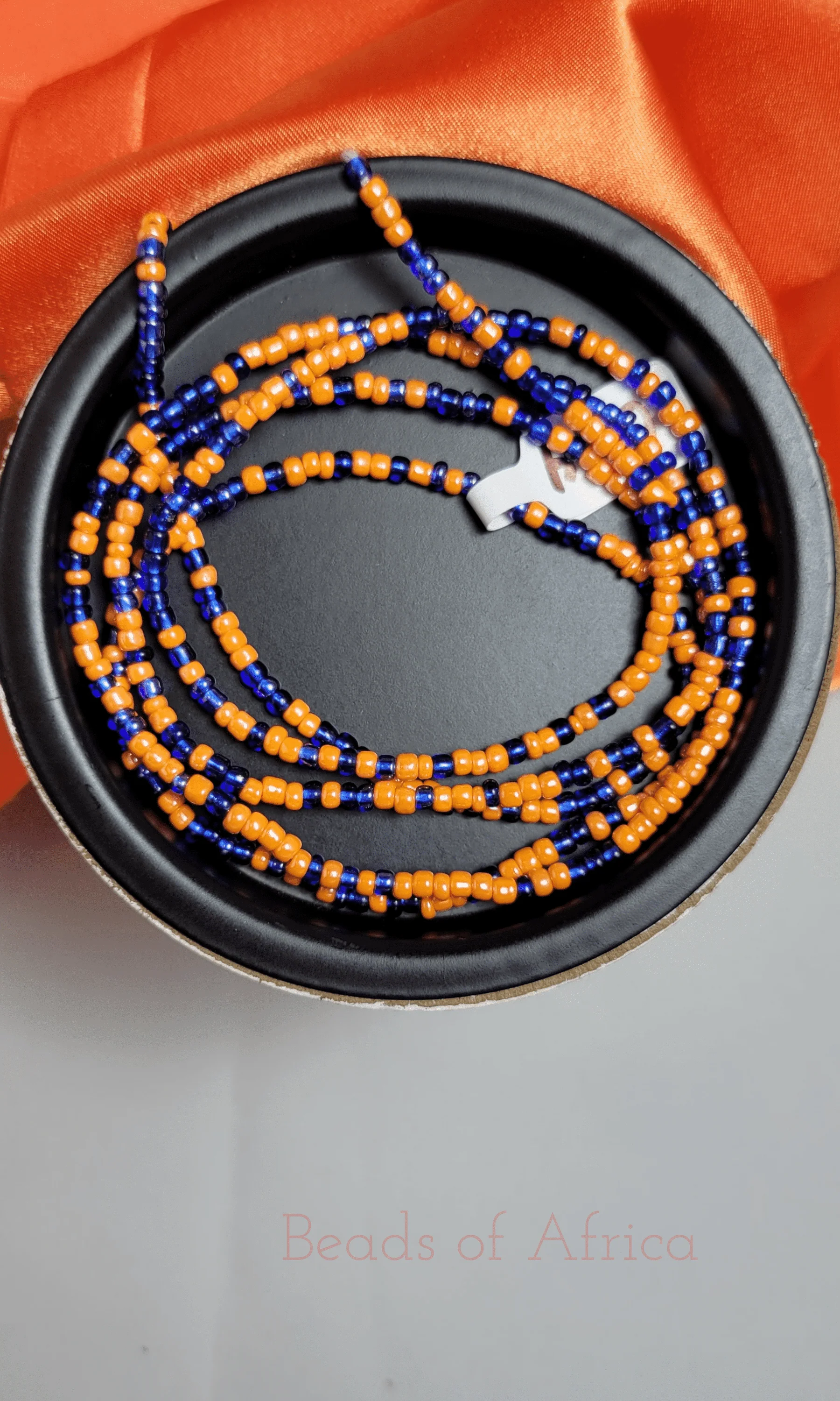 Orange and Shiny Blue Waist Beads
