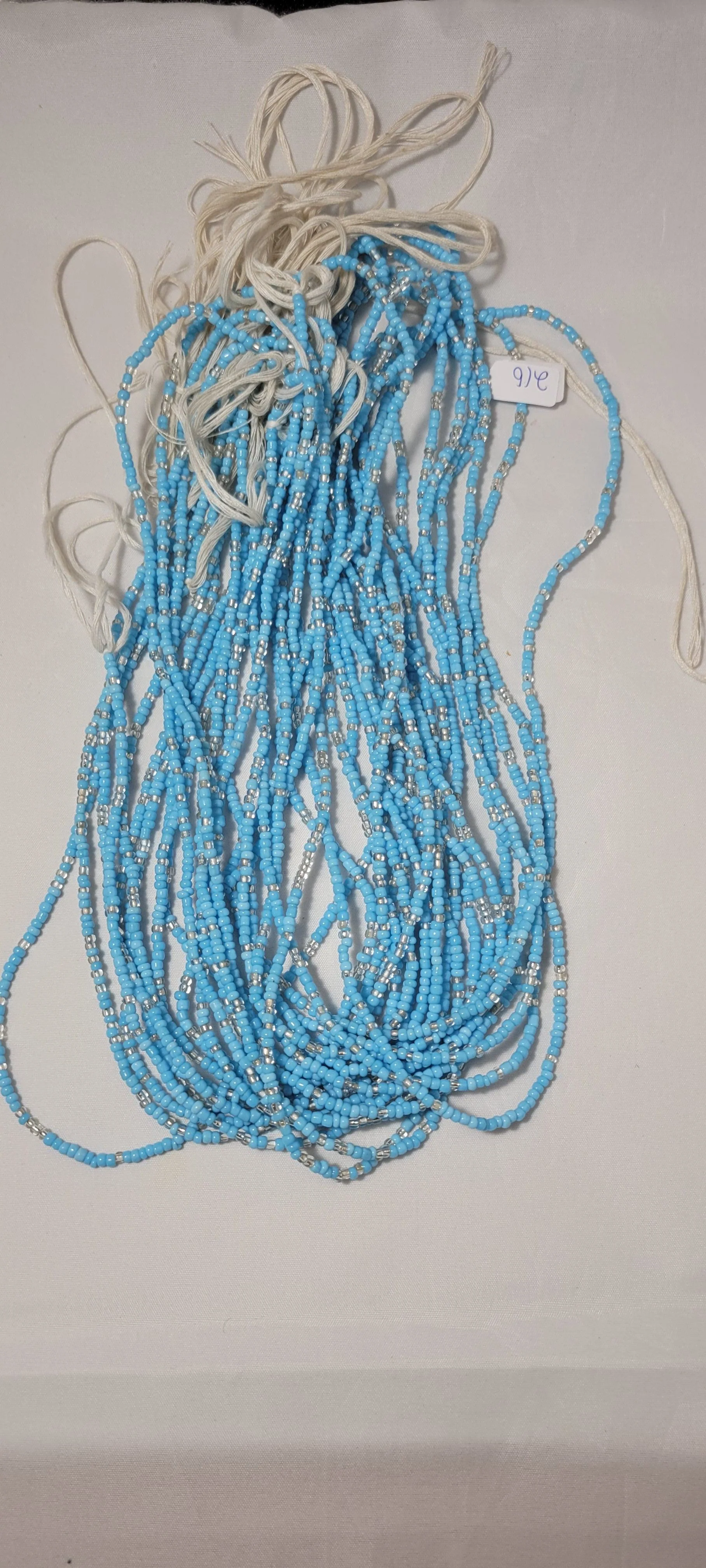 Solid Sky Blue with Crystal Clear Waist Beads