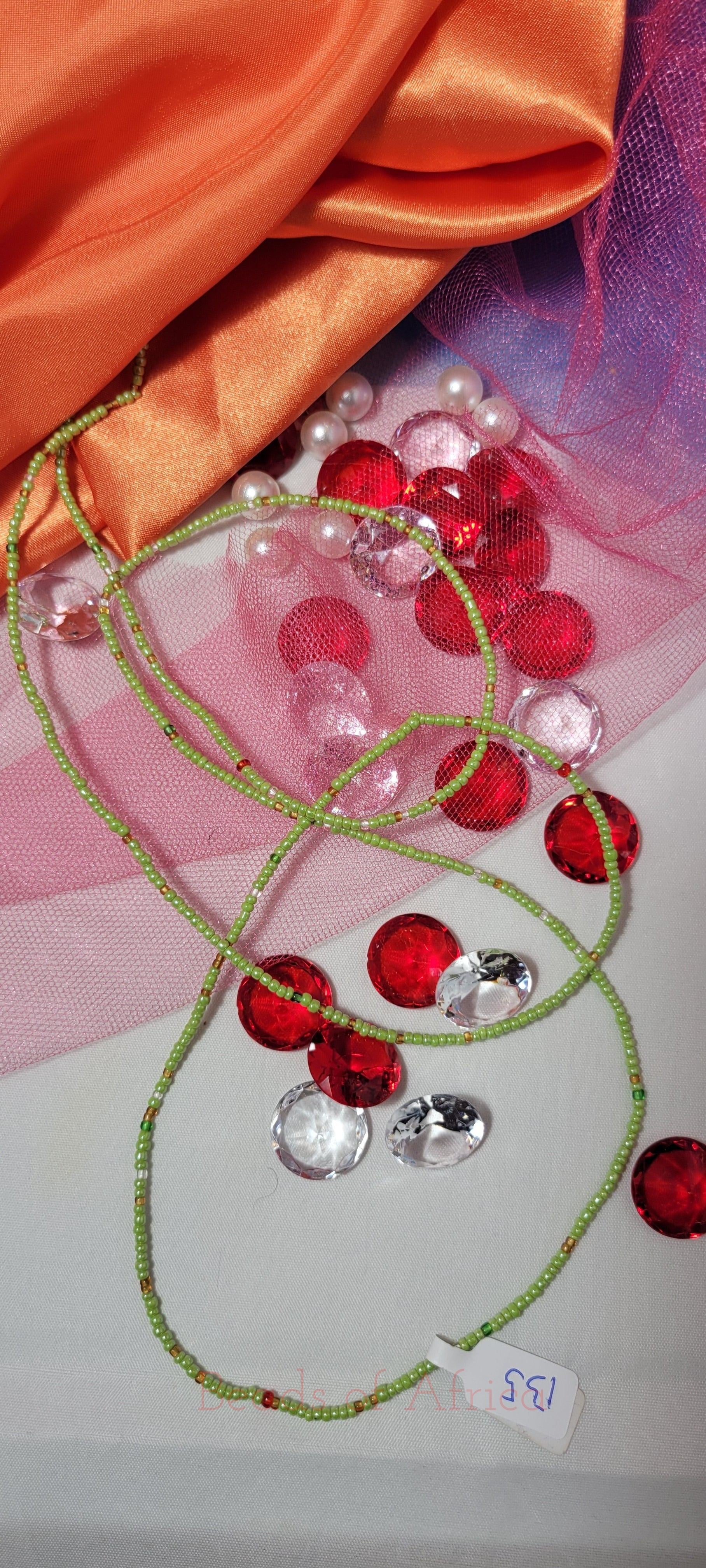 Shiny Lime Green with Mixed Color Waist Beads