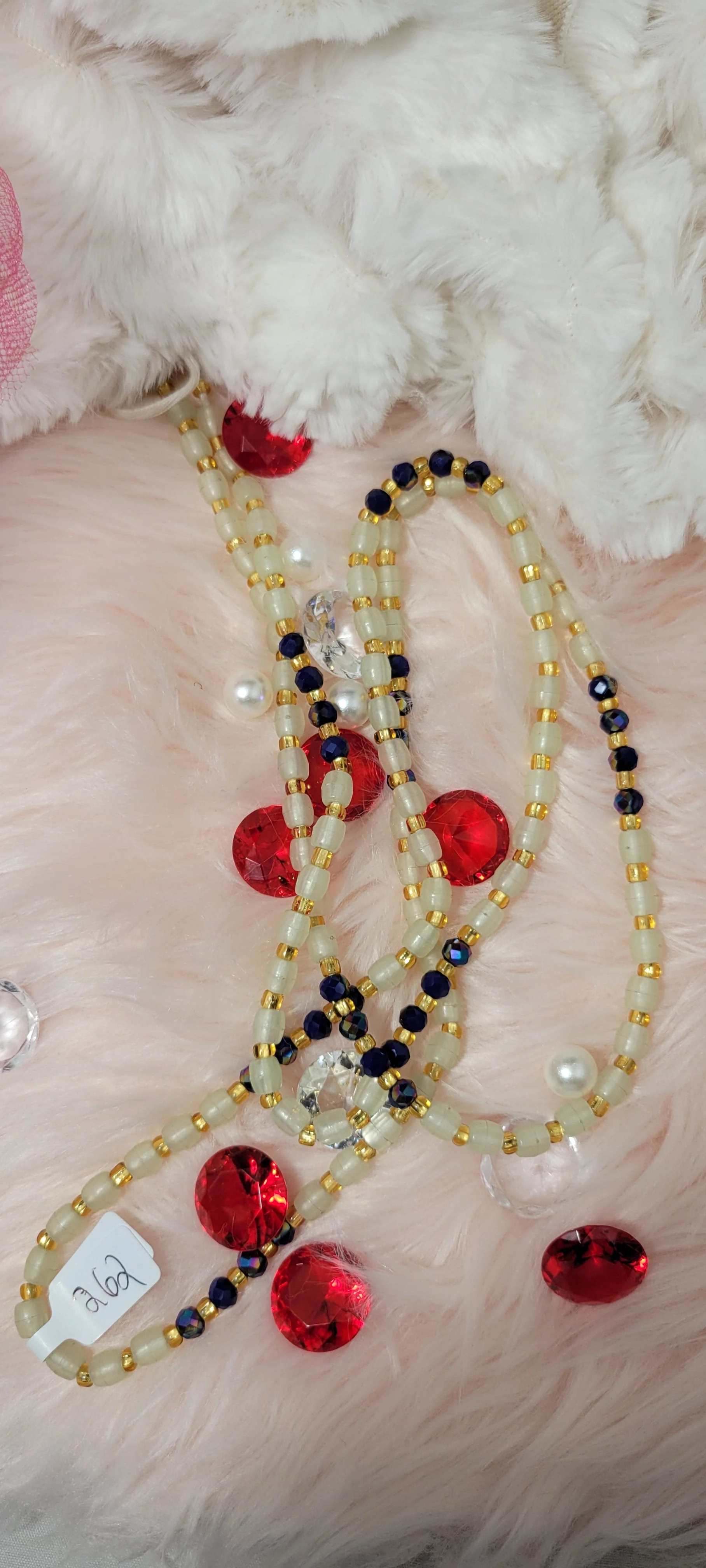 Glow in the Dark Navy Blue Gold Oblong Waist Beads