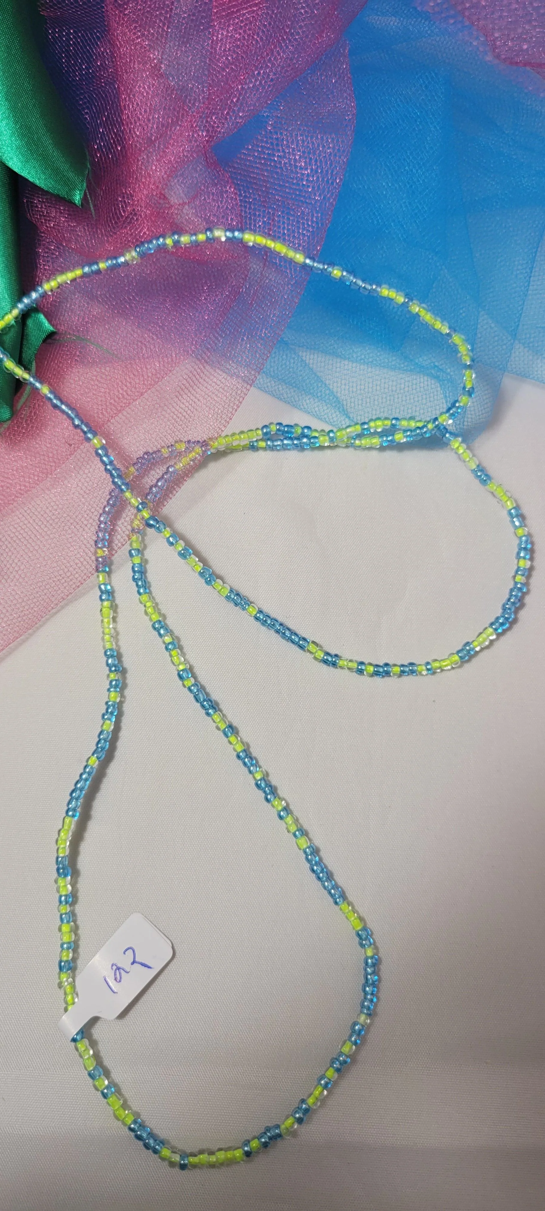 Round Cyan Blue and Soft Yellow Crystal Waist Beads