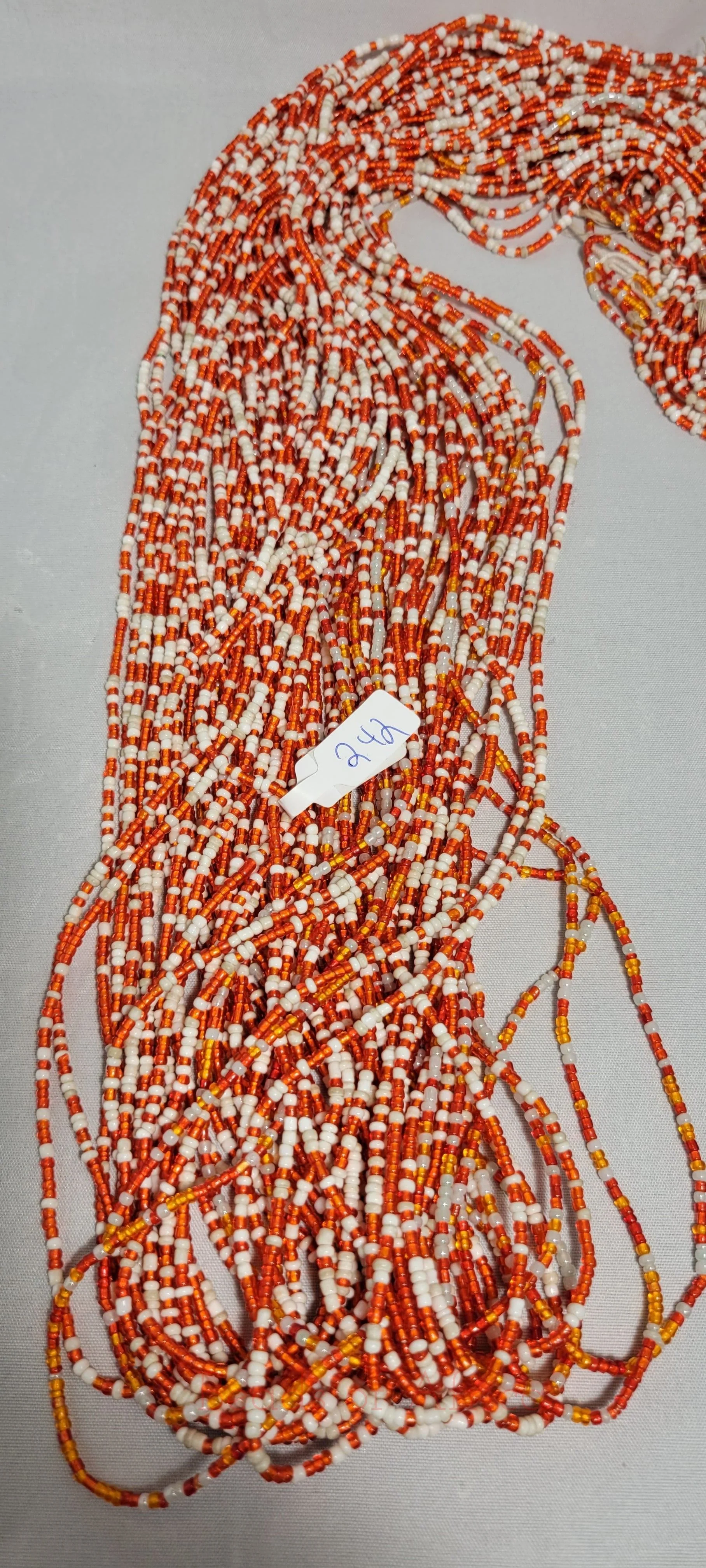White and Shiny Red Waist Beads