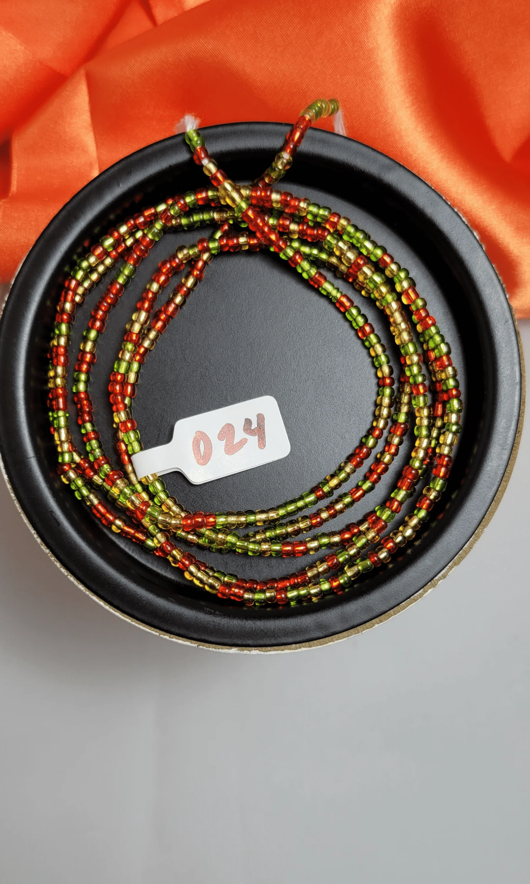 Shiny Red and Green Mixed Waist Beads
