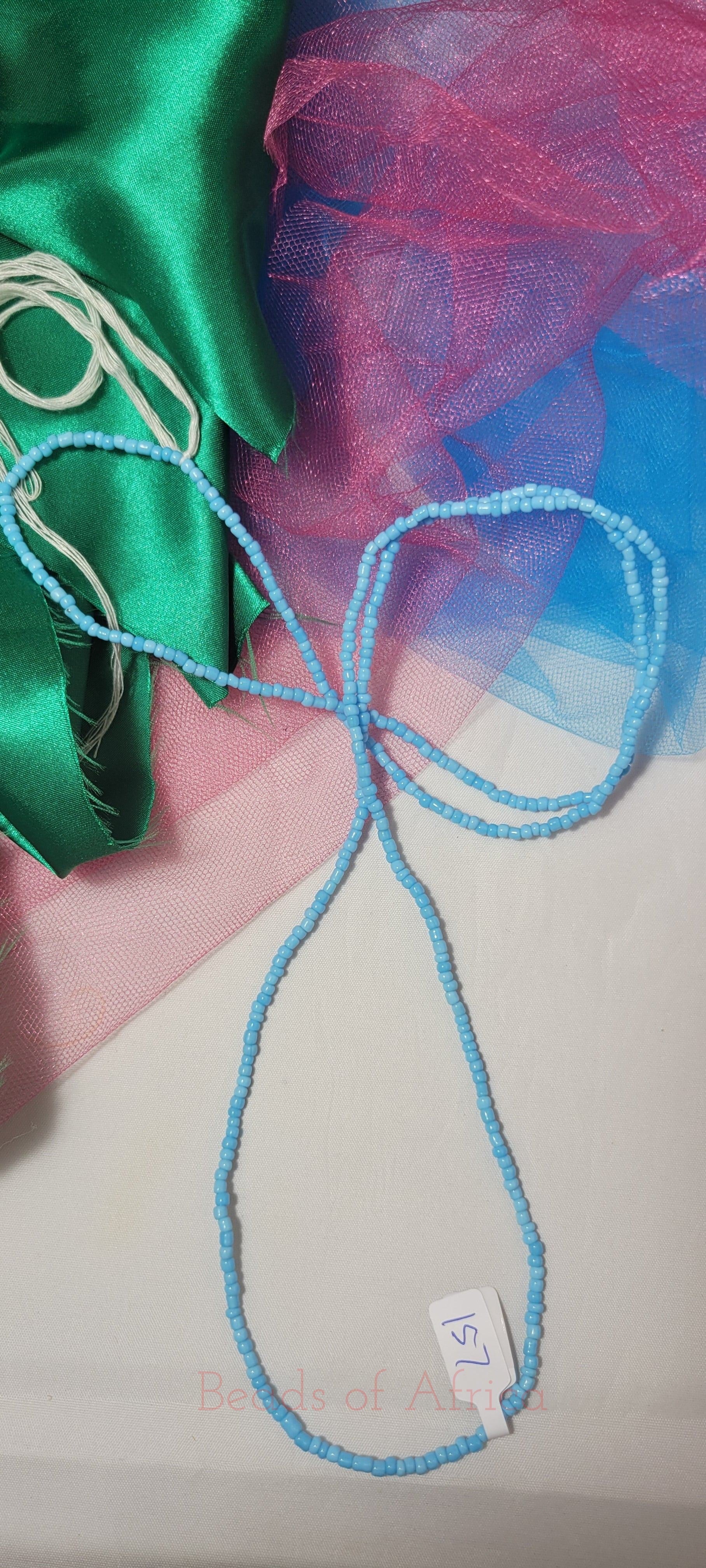 Solid Sky Blue Skinny Waist Beads