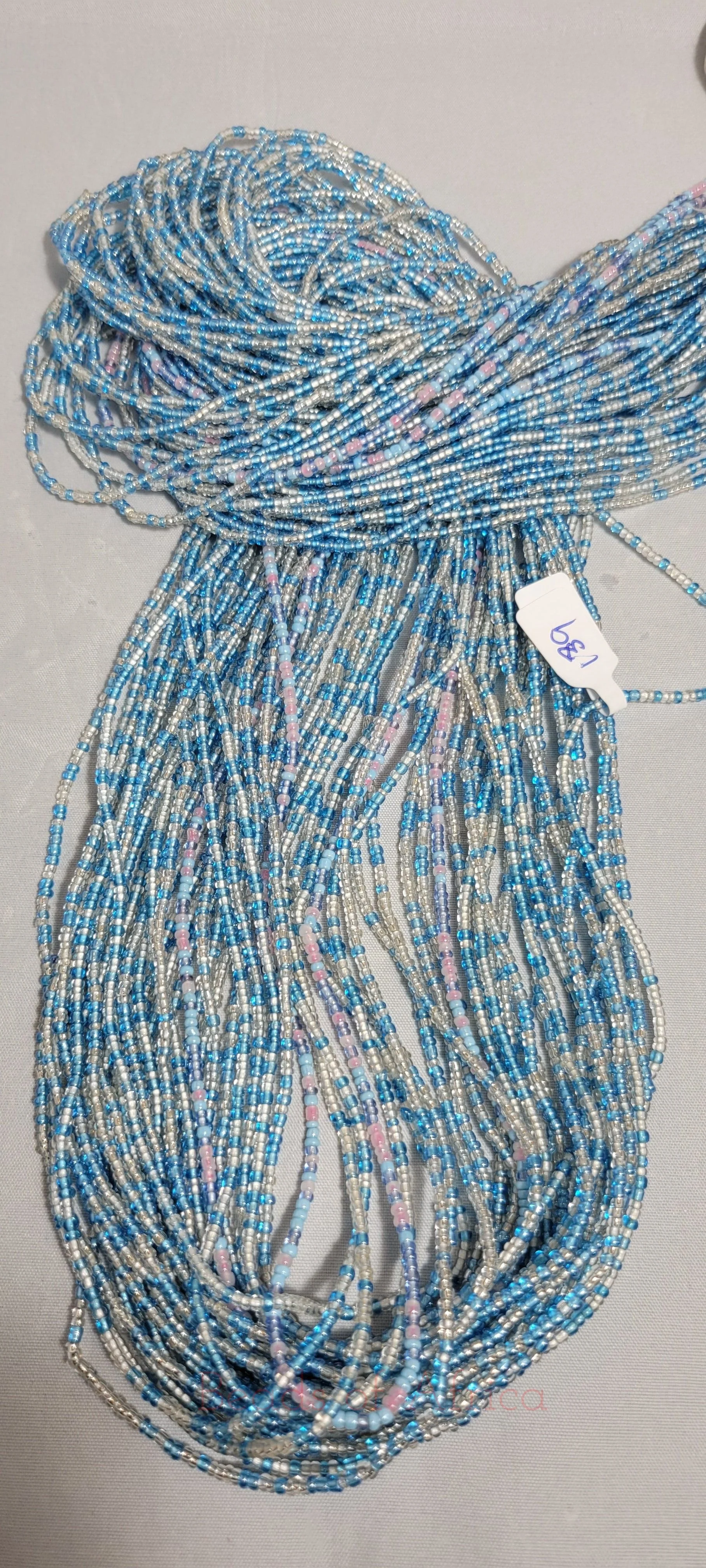 Crystal Clear with Shiny Vivid Blue Waist Beads