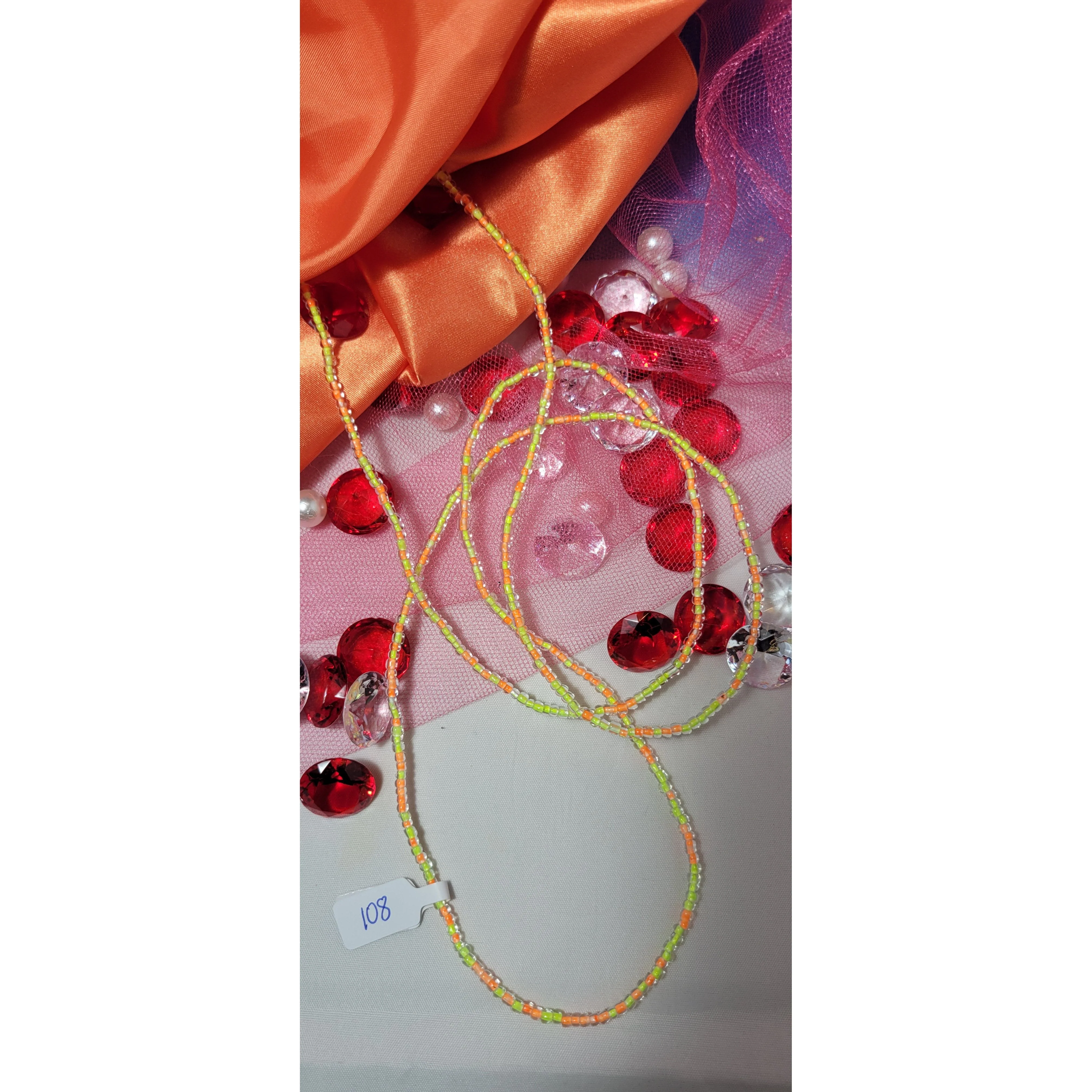 Clear Highlighted Yellow and Orange Shiny Waist Beads