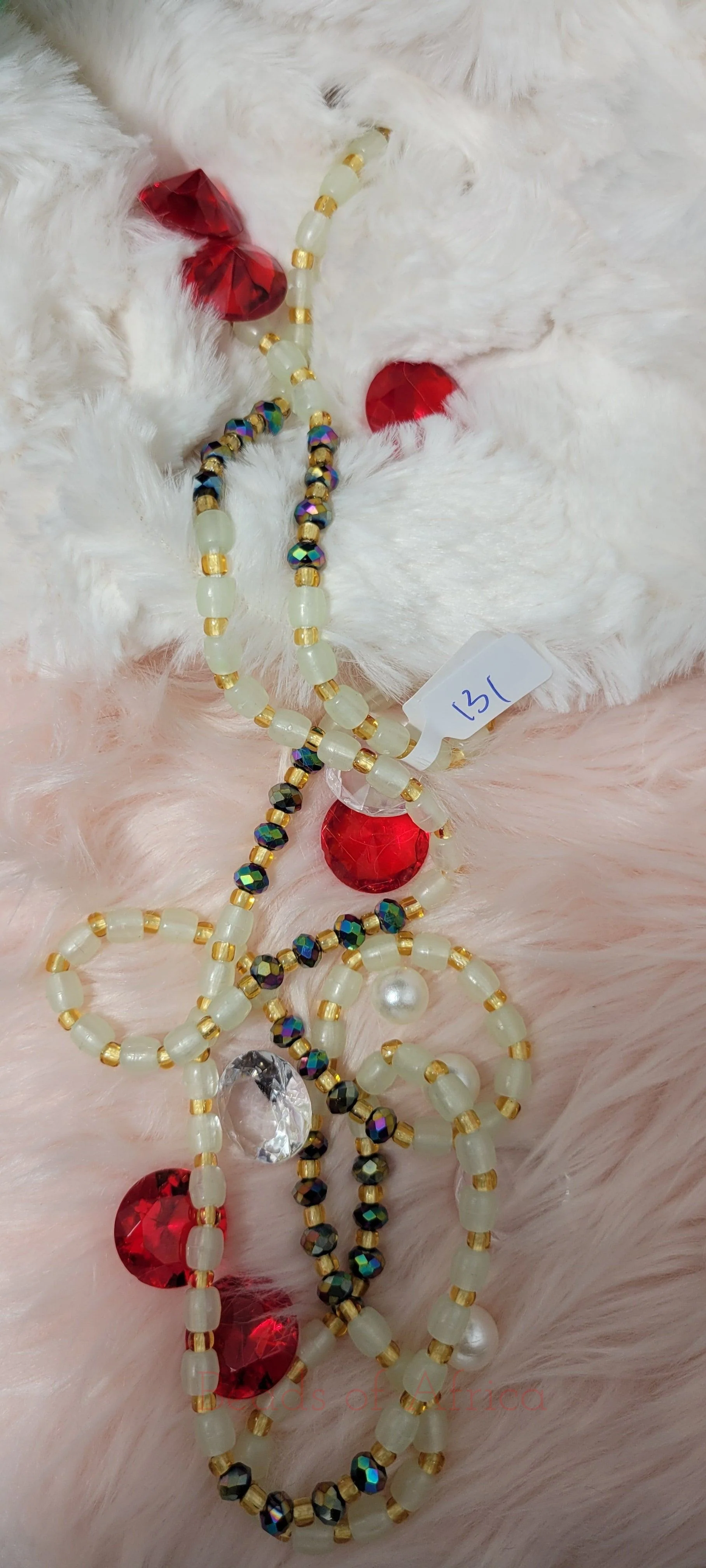 Glow in the Dark and Rainbow Black Oblong Waist Beads