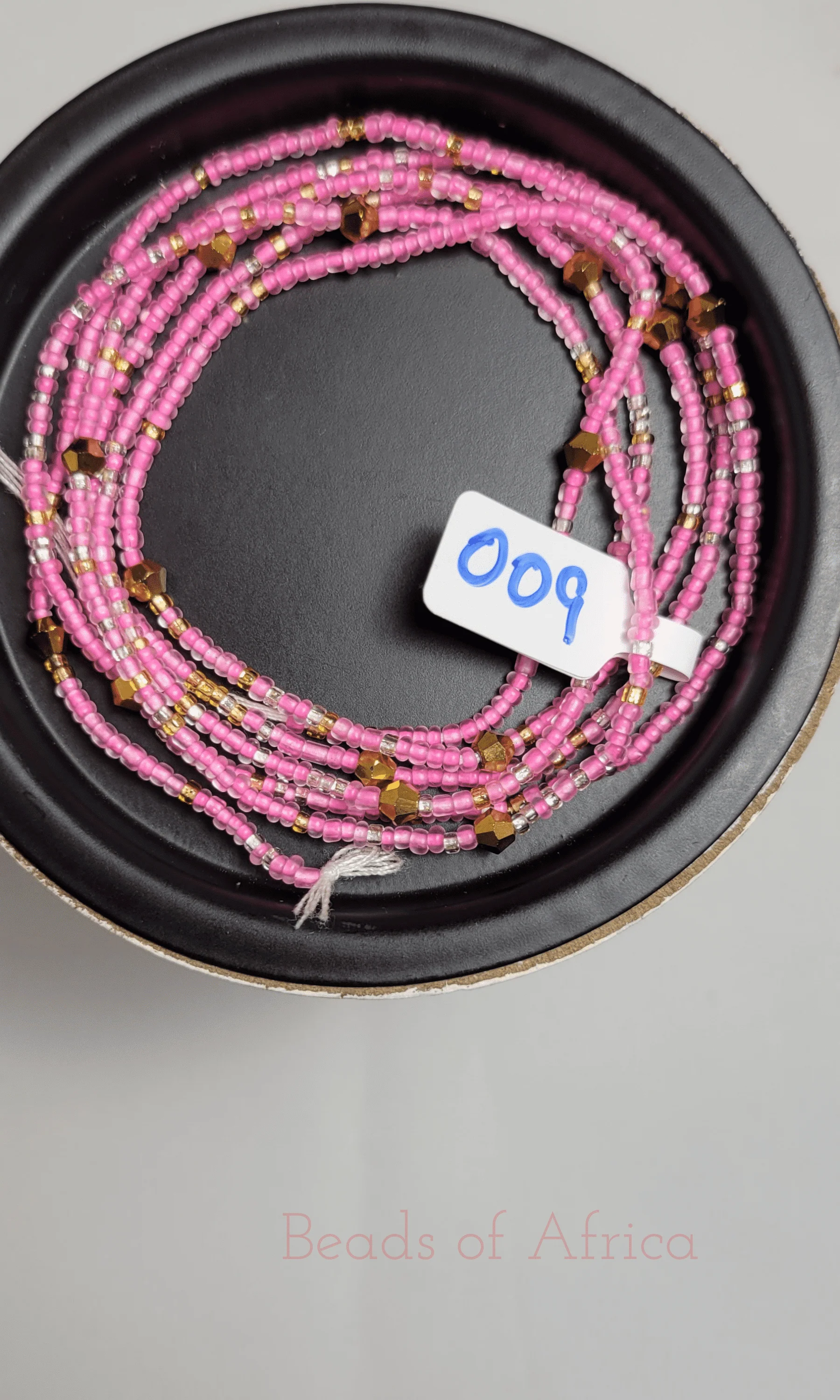 Soft Pink with Gold Clear Crystal Waist Beads